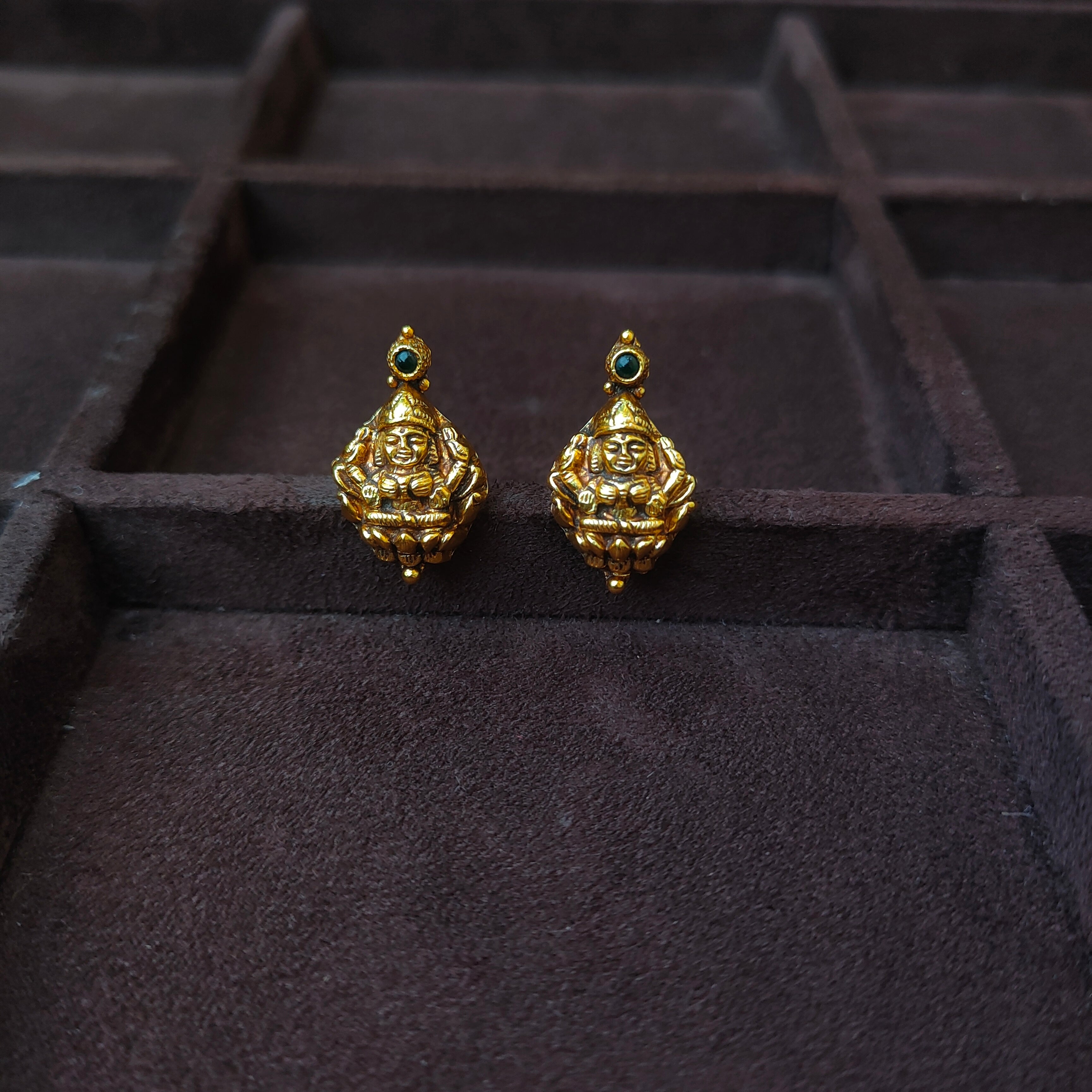 925 Silver Gold Plated lakshmi Earstud -0183