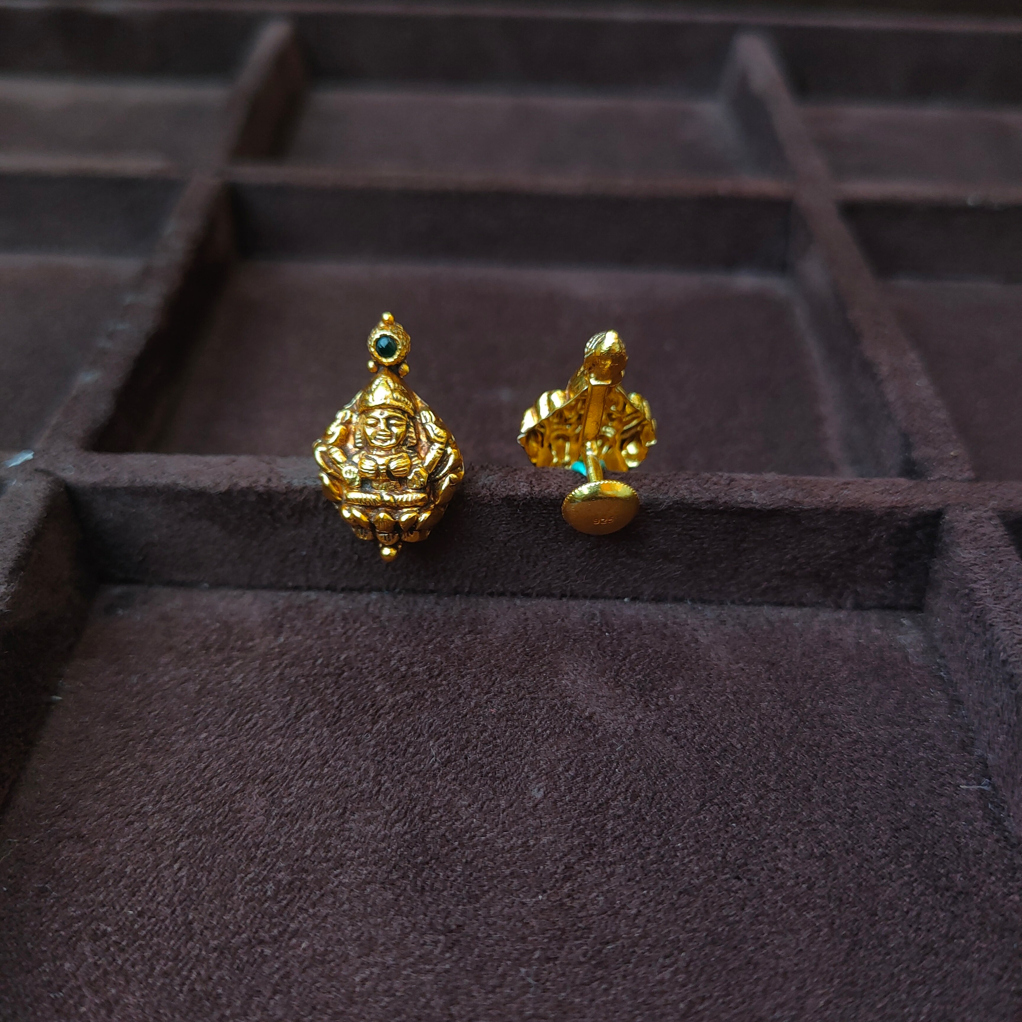 925 Silver Gold Plated lakshmi Earstud -0183