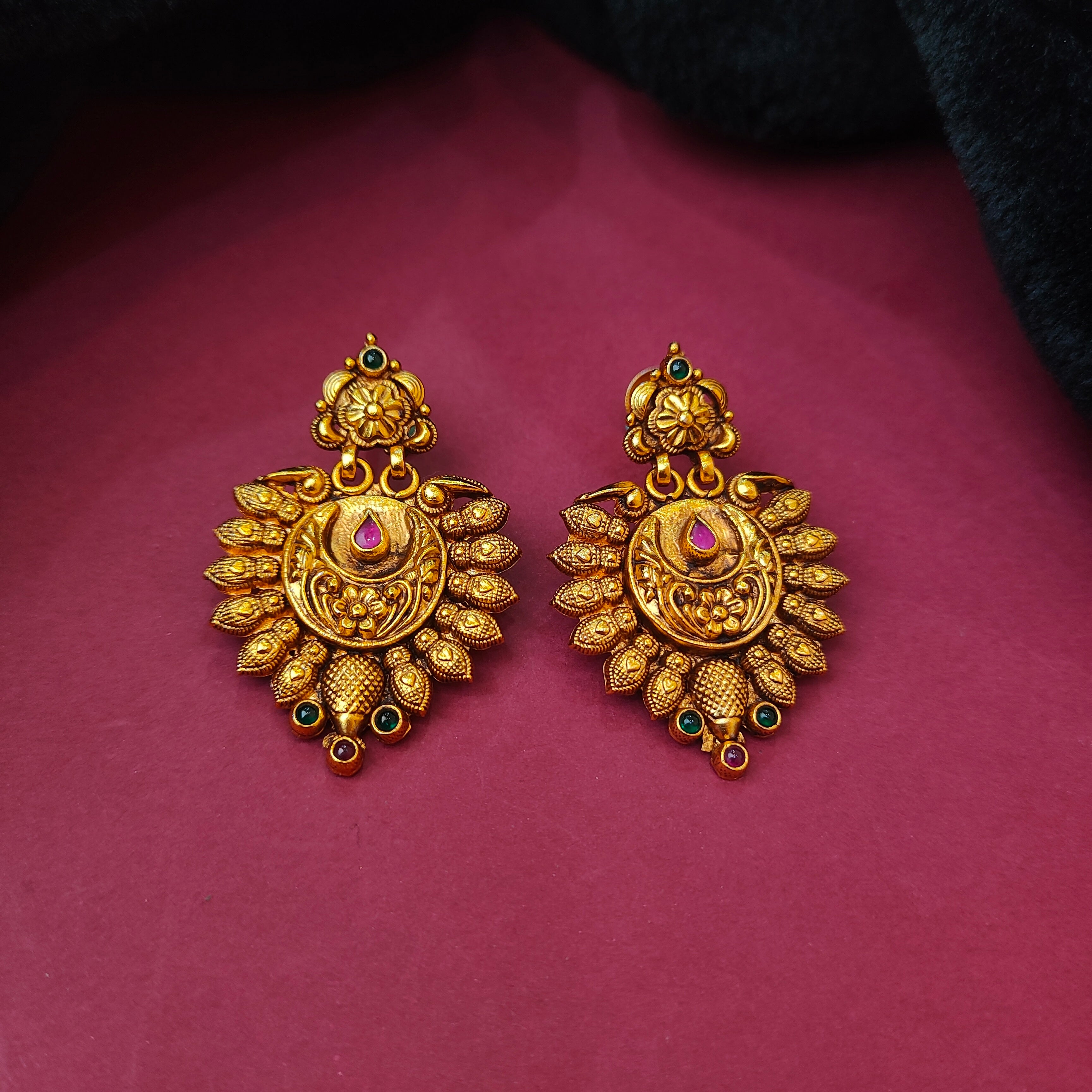 925 Silver Nakshi Earrings - 0189
