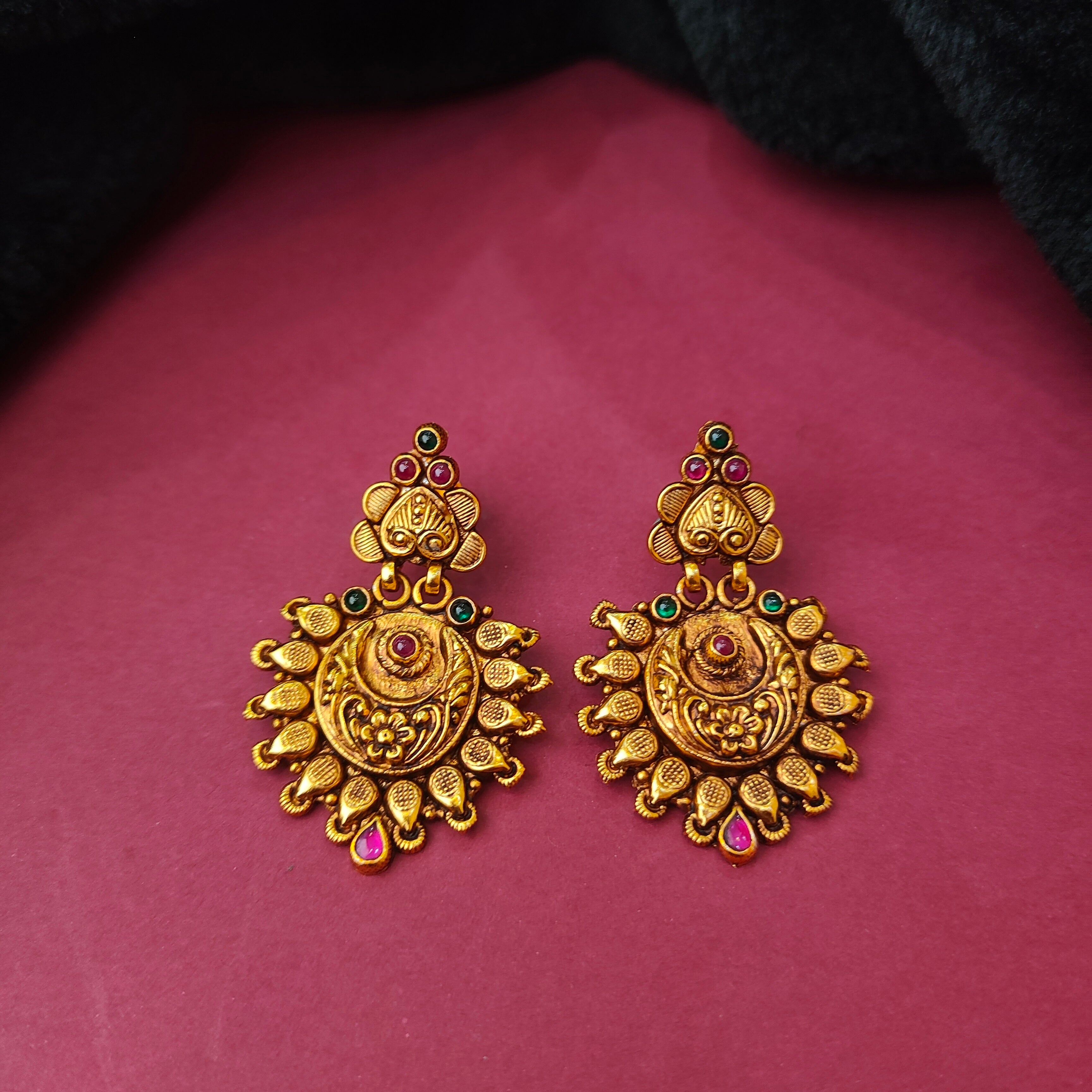 925 Silver Nakshi Earrings - 0186