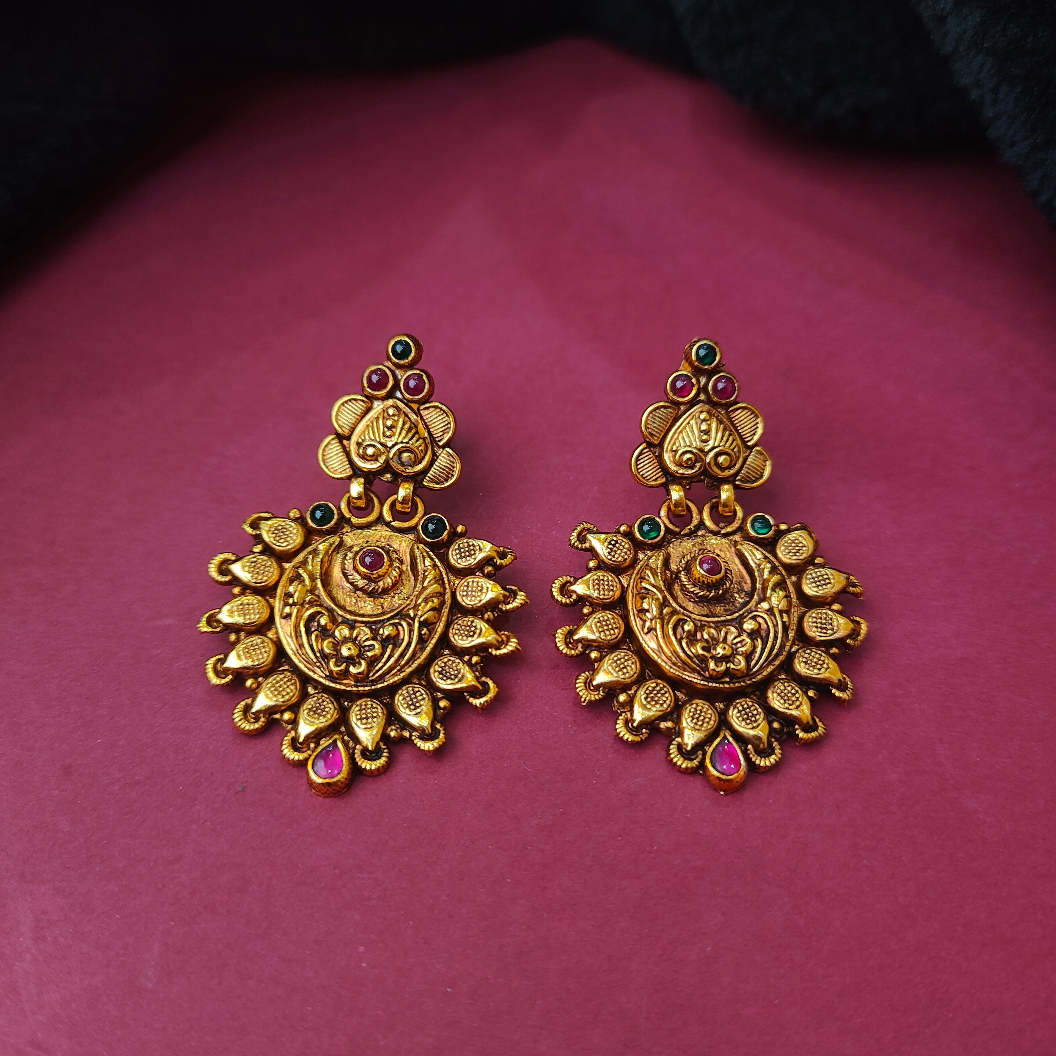 925 Silver Nakshi Earrings - 0186