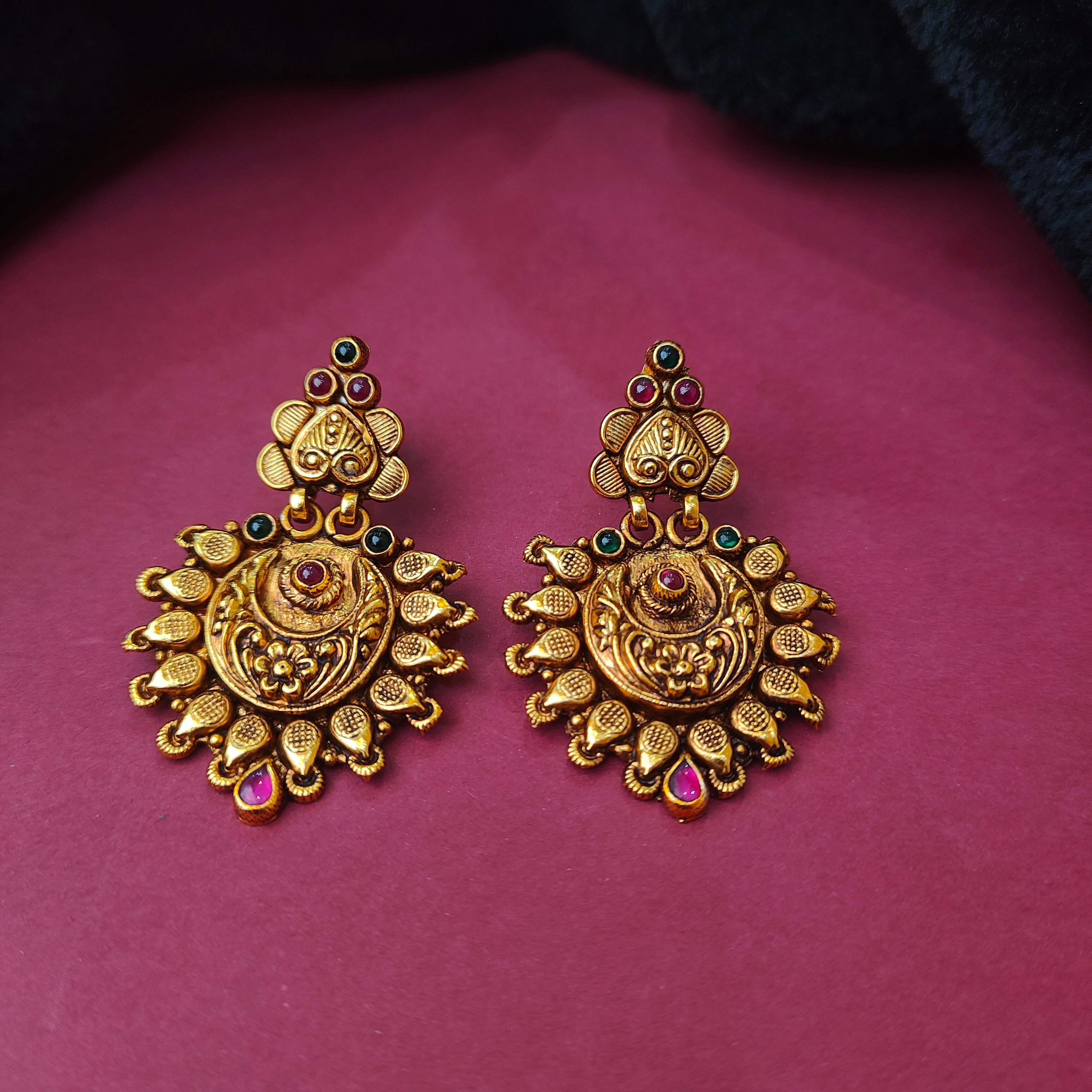 925 Silver Nakshi Earrings - 0186