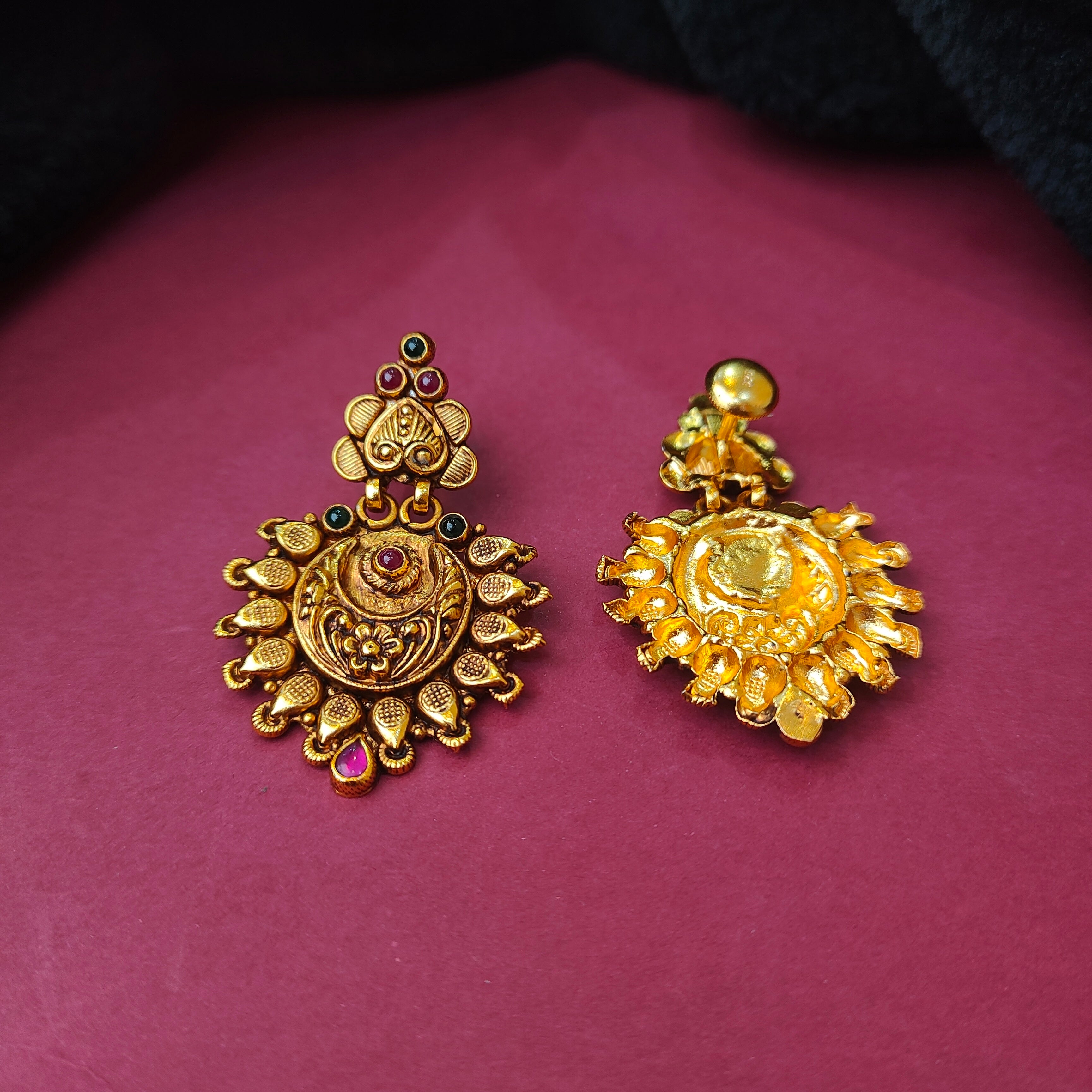 925 Silver Nakshi Earrings - 0186