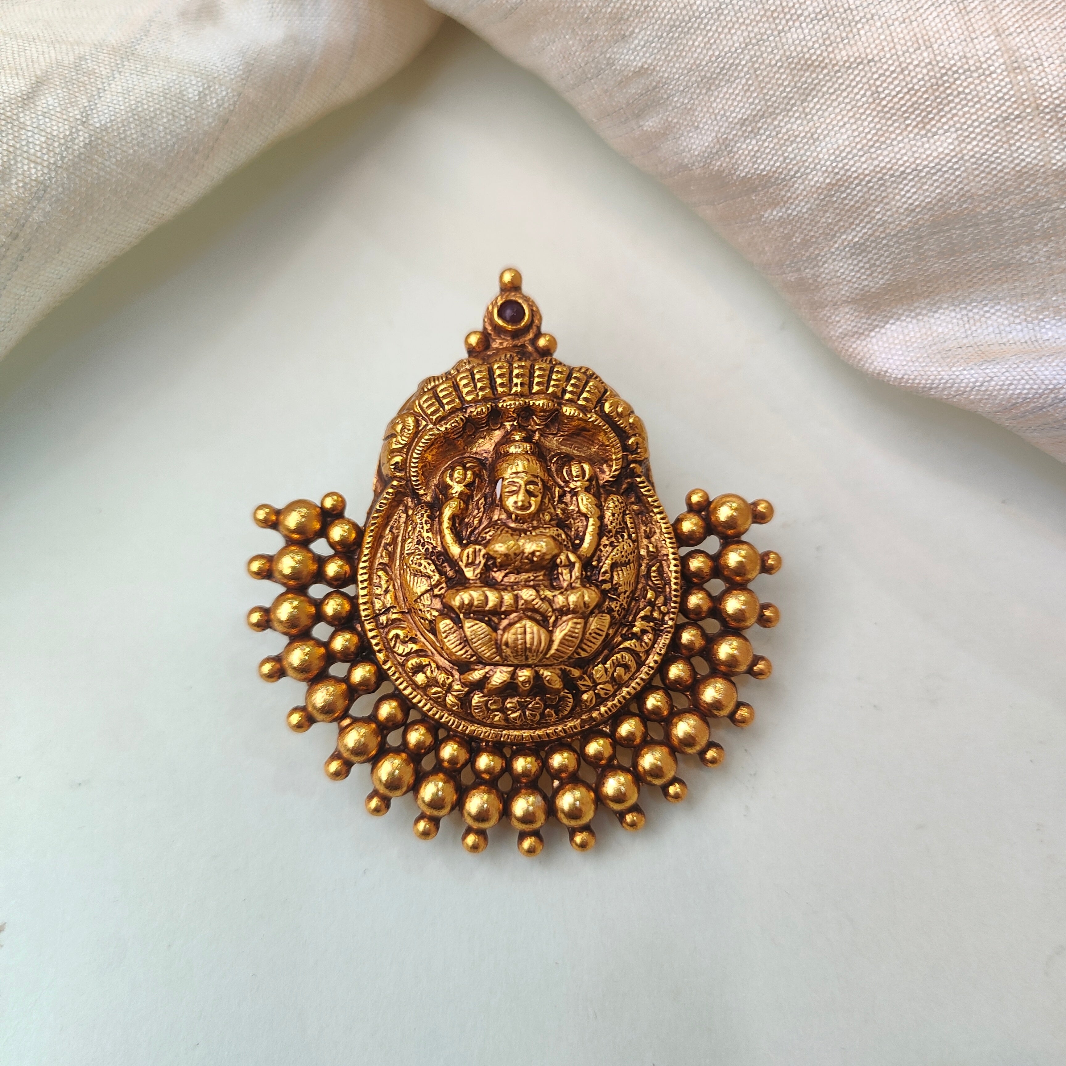 925 silver Gold Plated Lakshmi Pendant - 0190