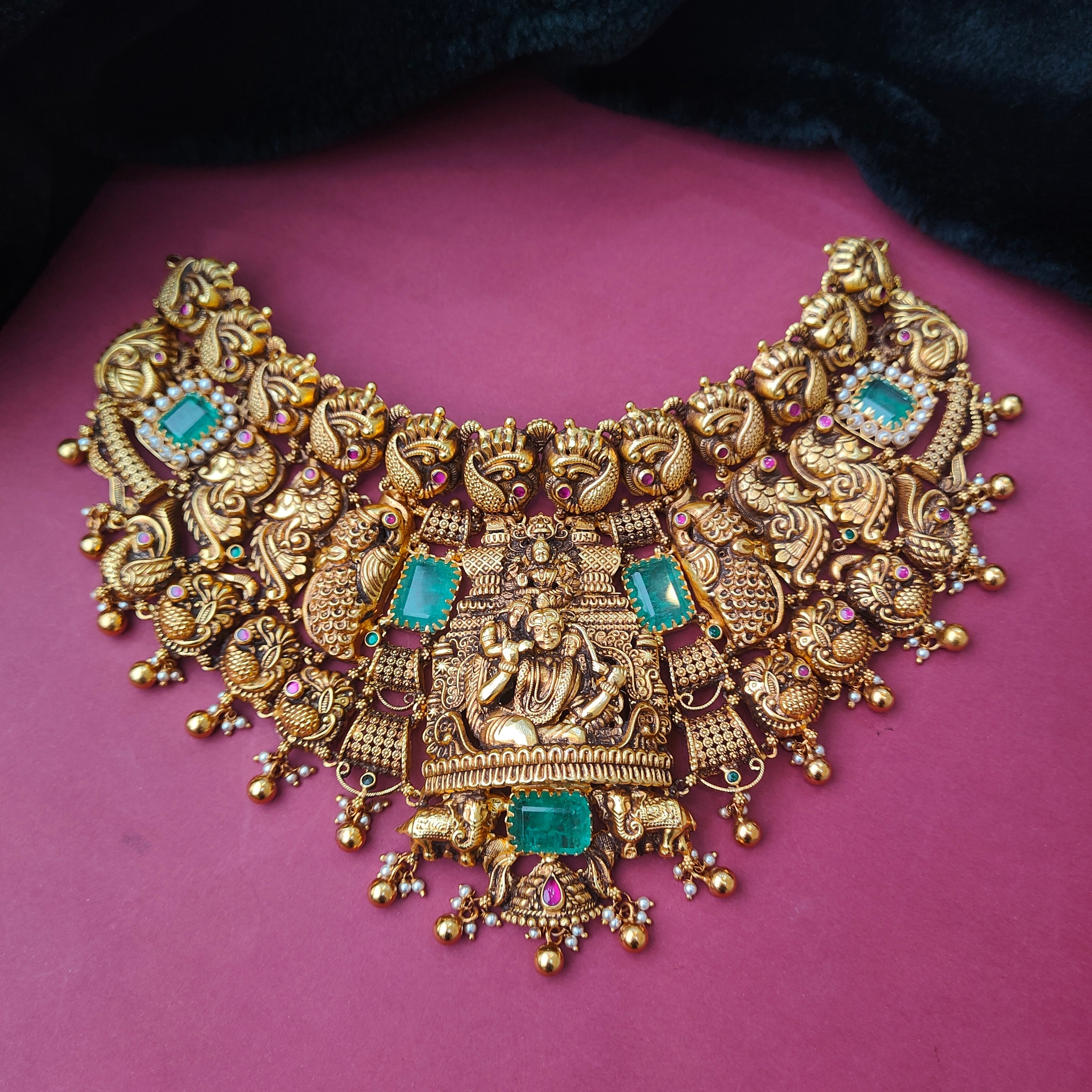 925 Silver Gold Plated Divine Marriage Choker - 0191