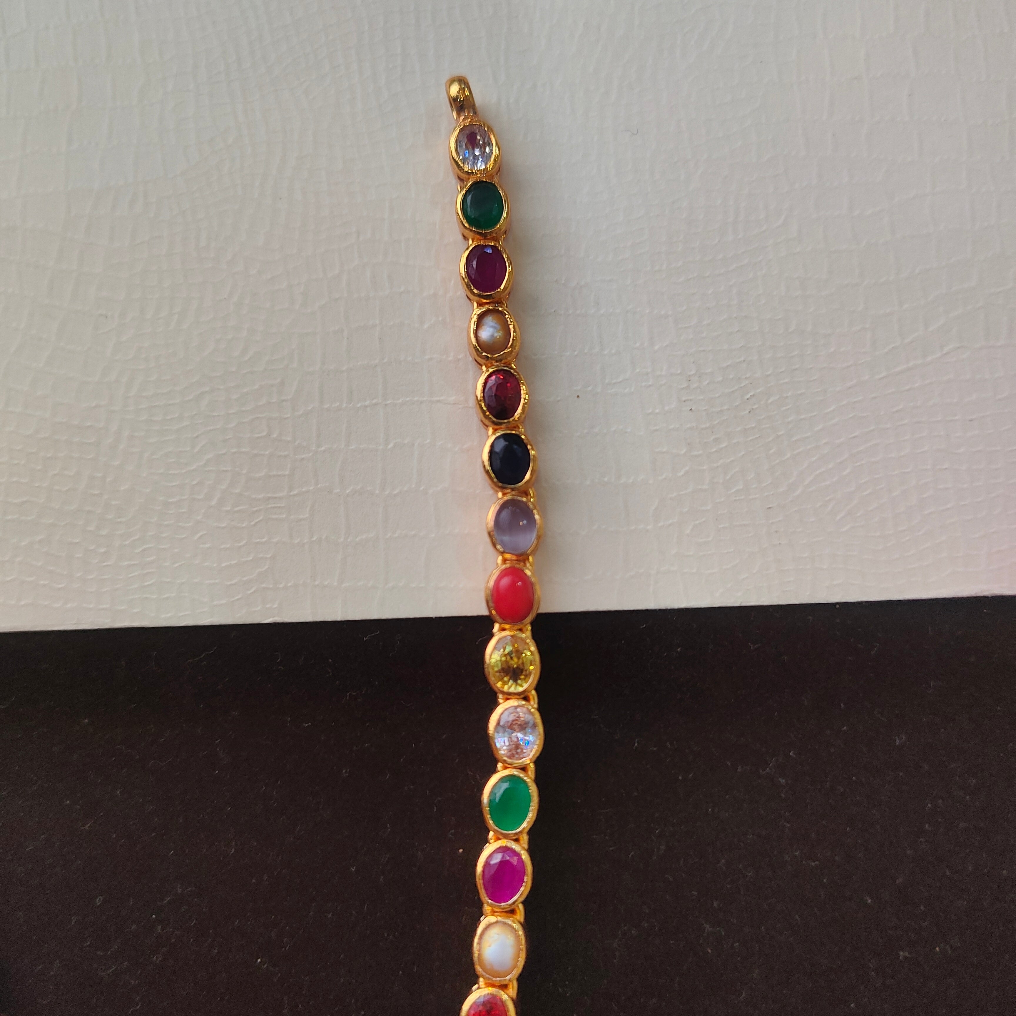 925 Silver Gold Plated Dual Navaratna Necklace -0511