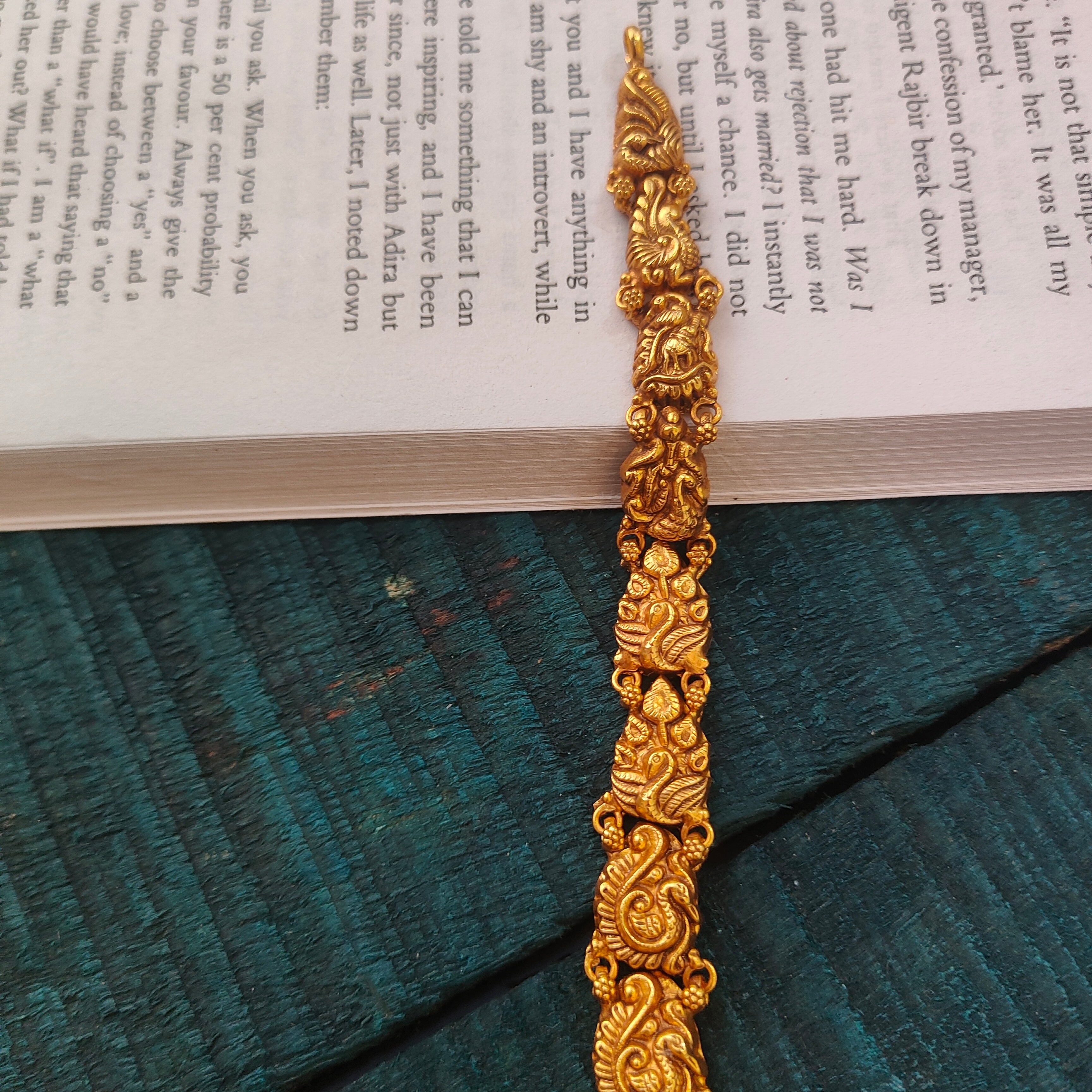 925 Silver Gold Plated Nakshi Lakshi Haram-0535