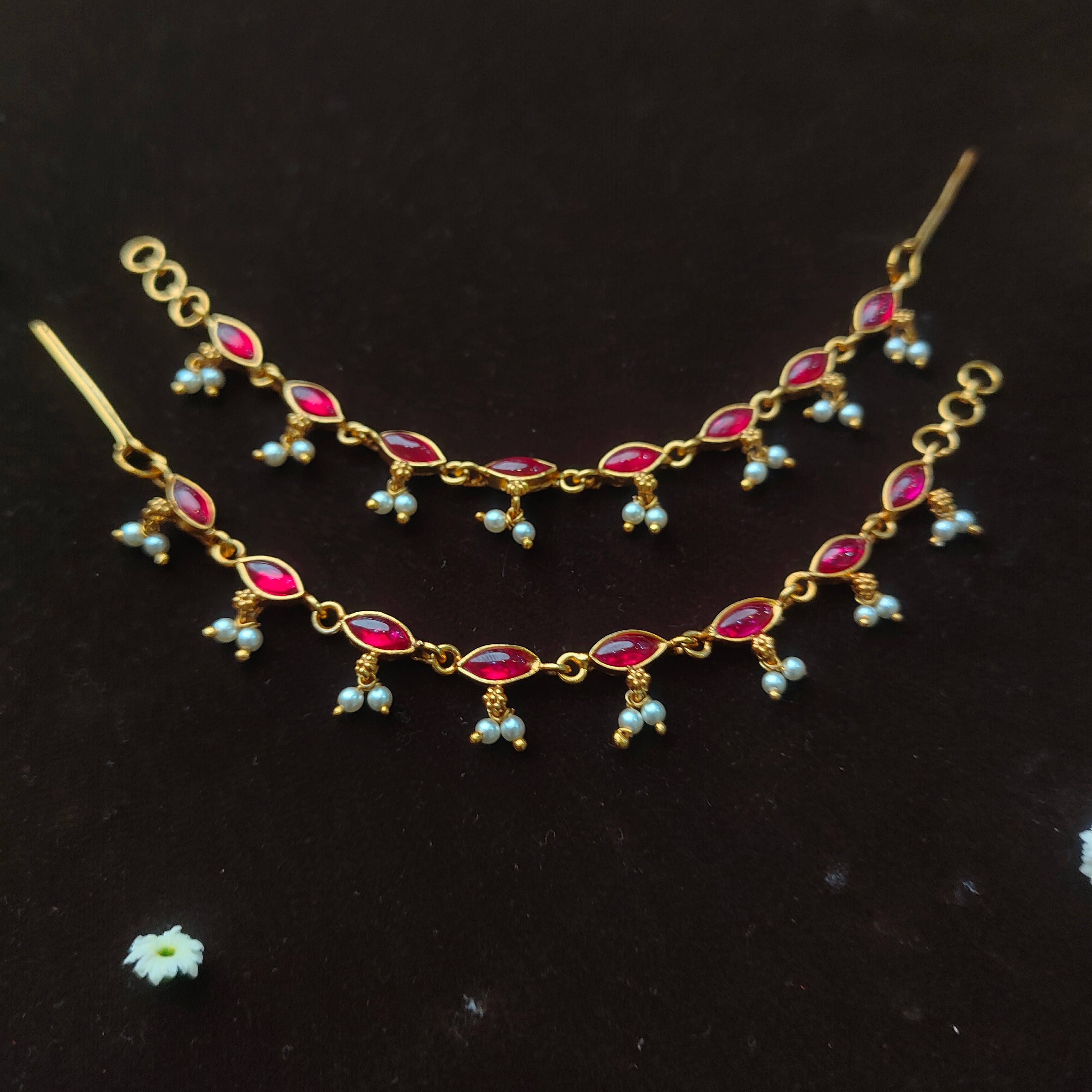 Kanmani Silver Earchain - 002