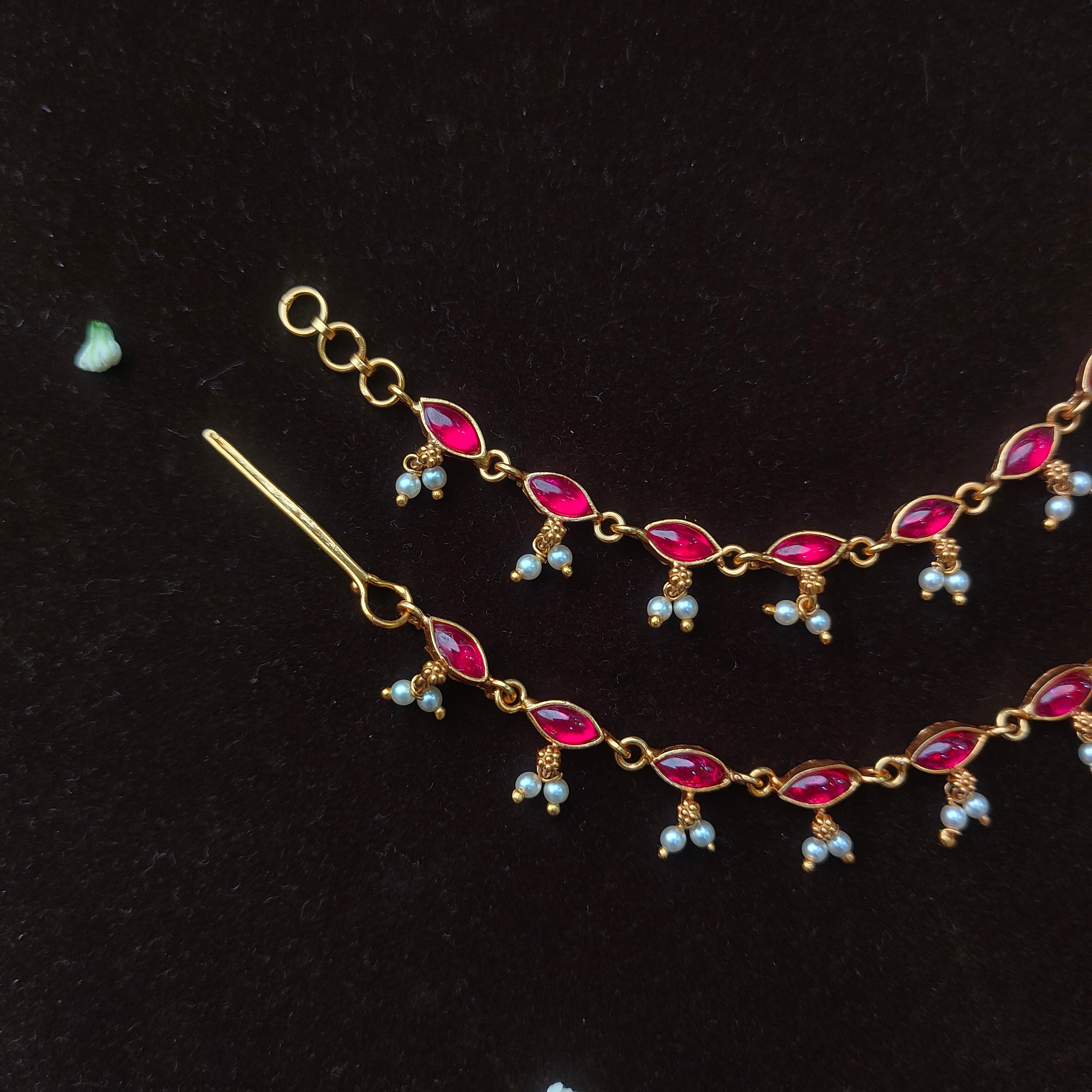 Kanmani Silver Earchain - 002