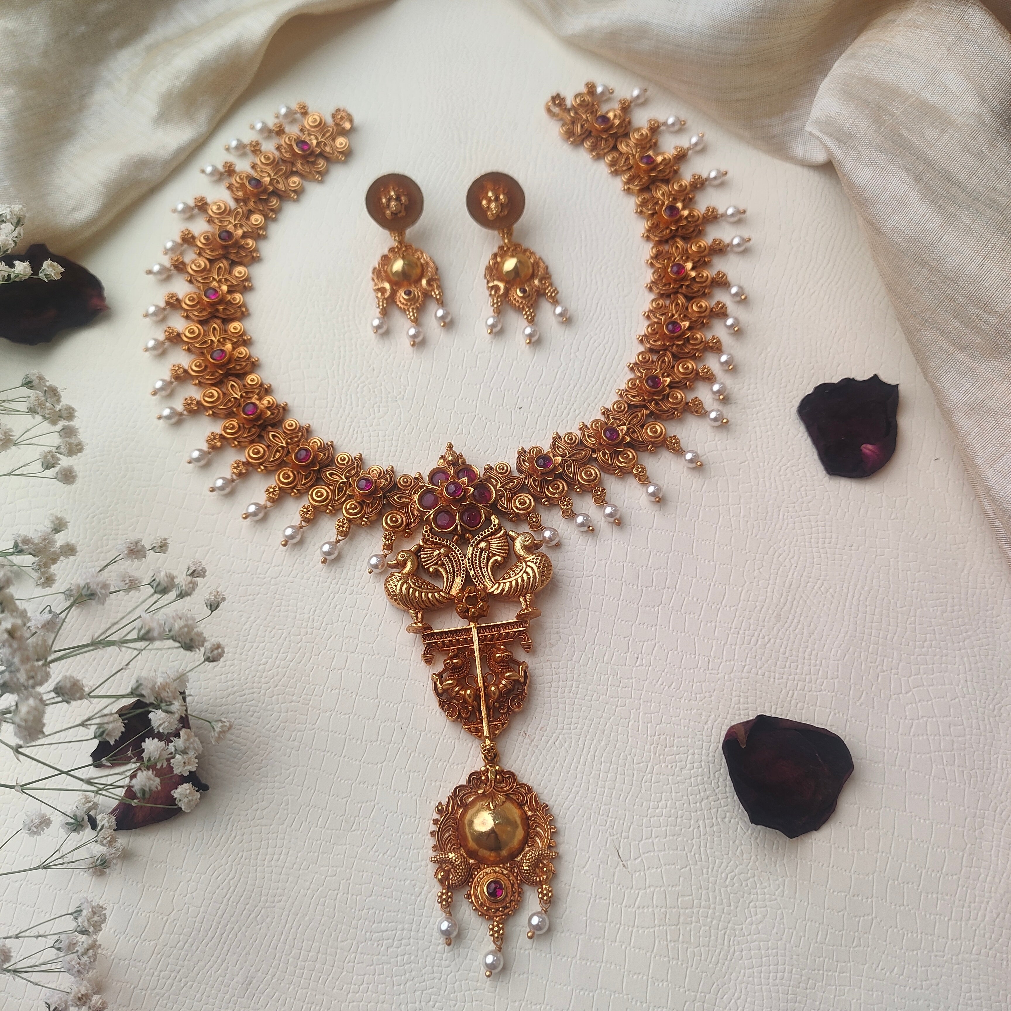 Maragadham 925 Silver Necklace Set - 0010