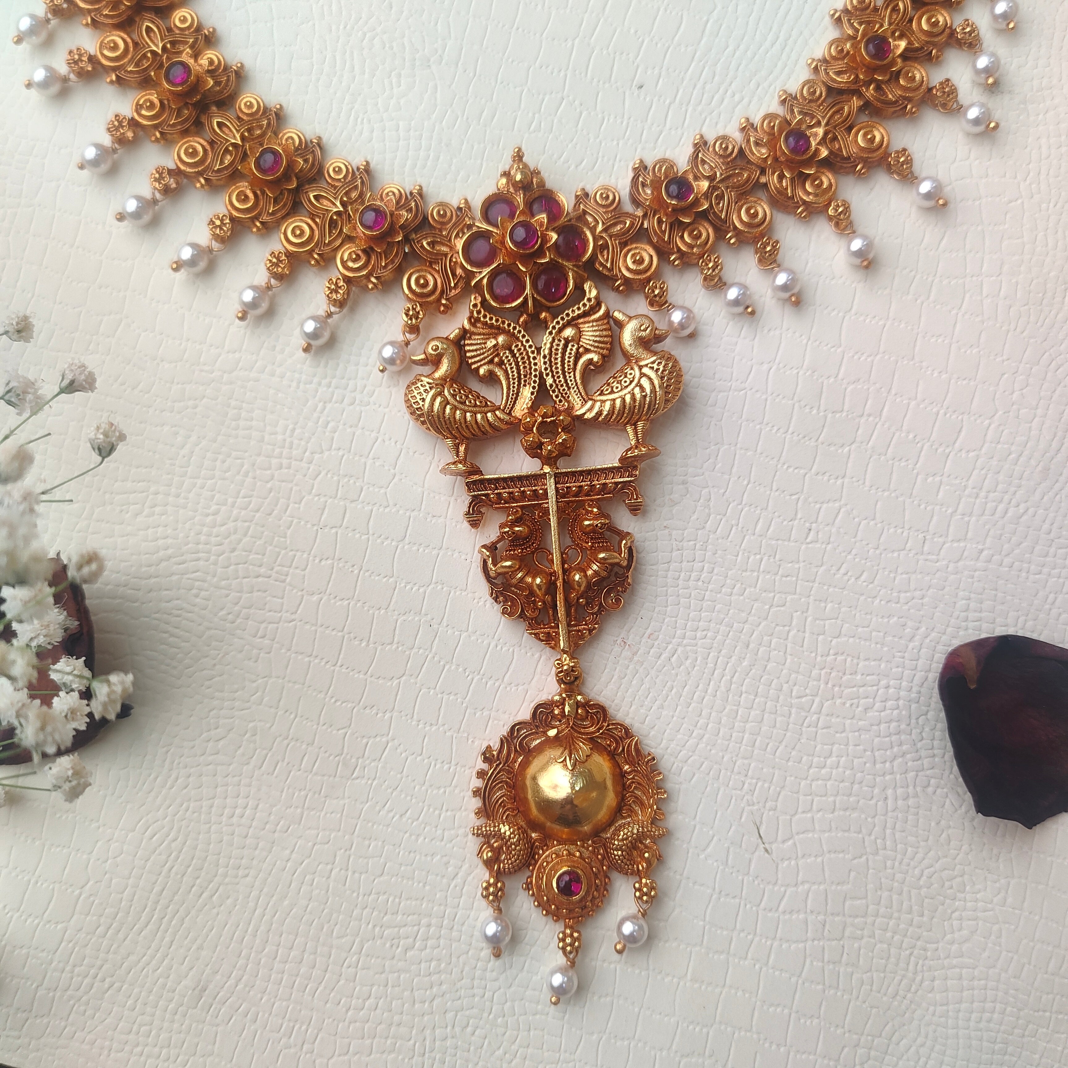 Maragadham 925 Silver Necklace Set - 0010