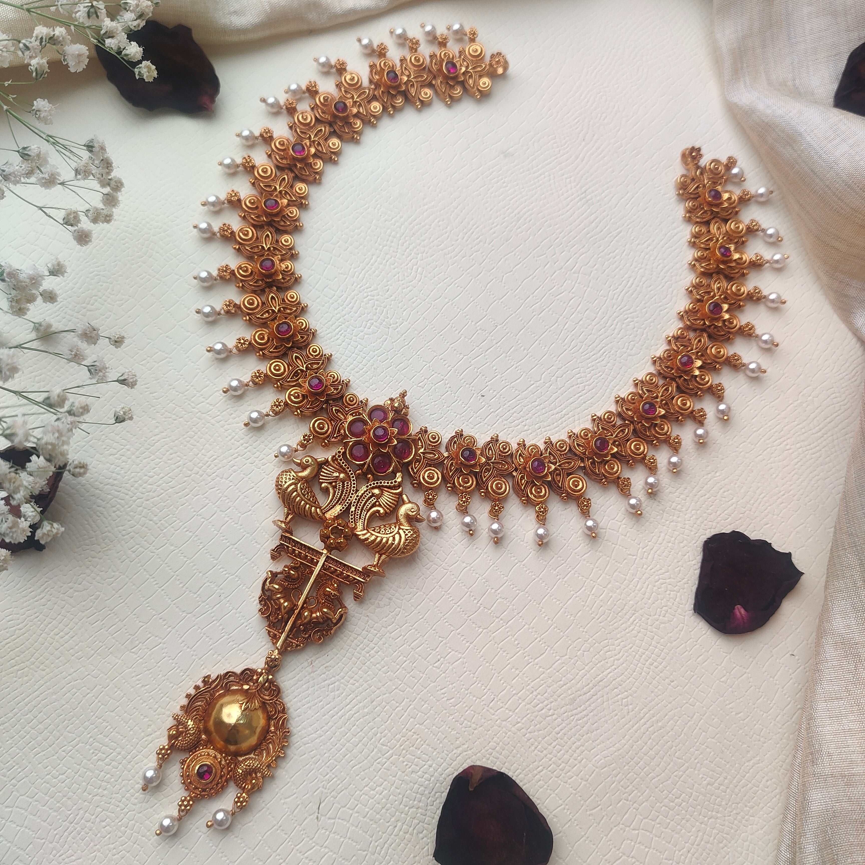 Maragadham 925 Silver Necklace Set - 0010