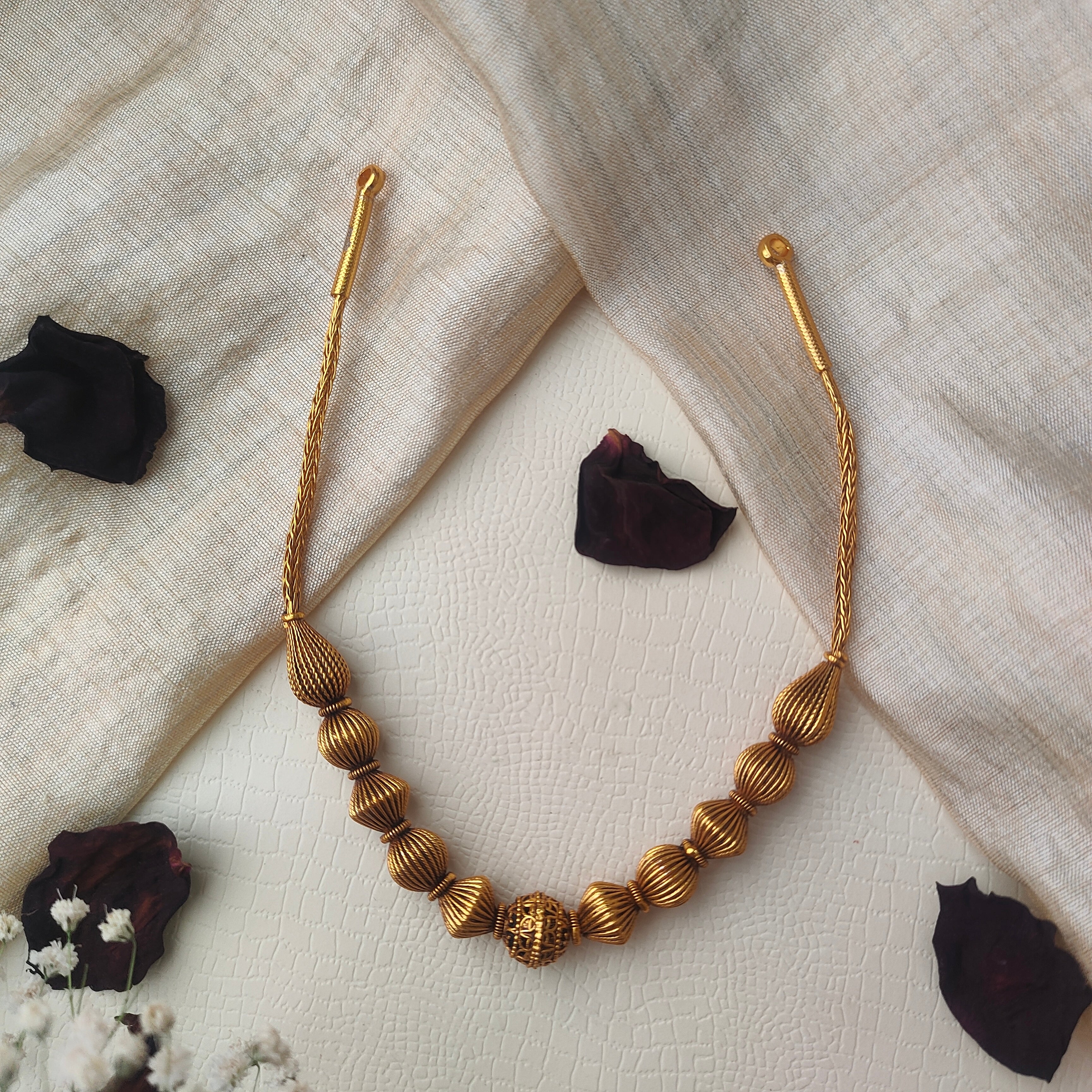 Traditional Silver Gundu Necklace - 0020