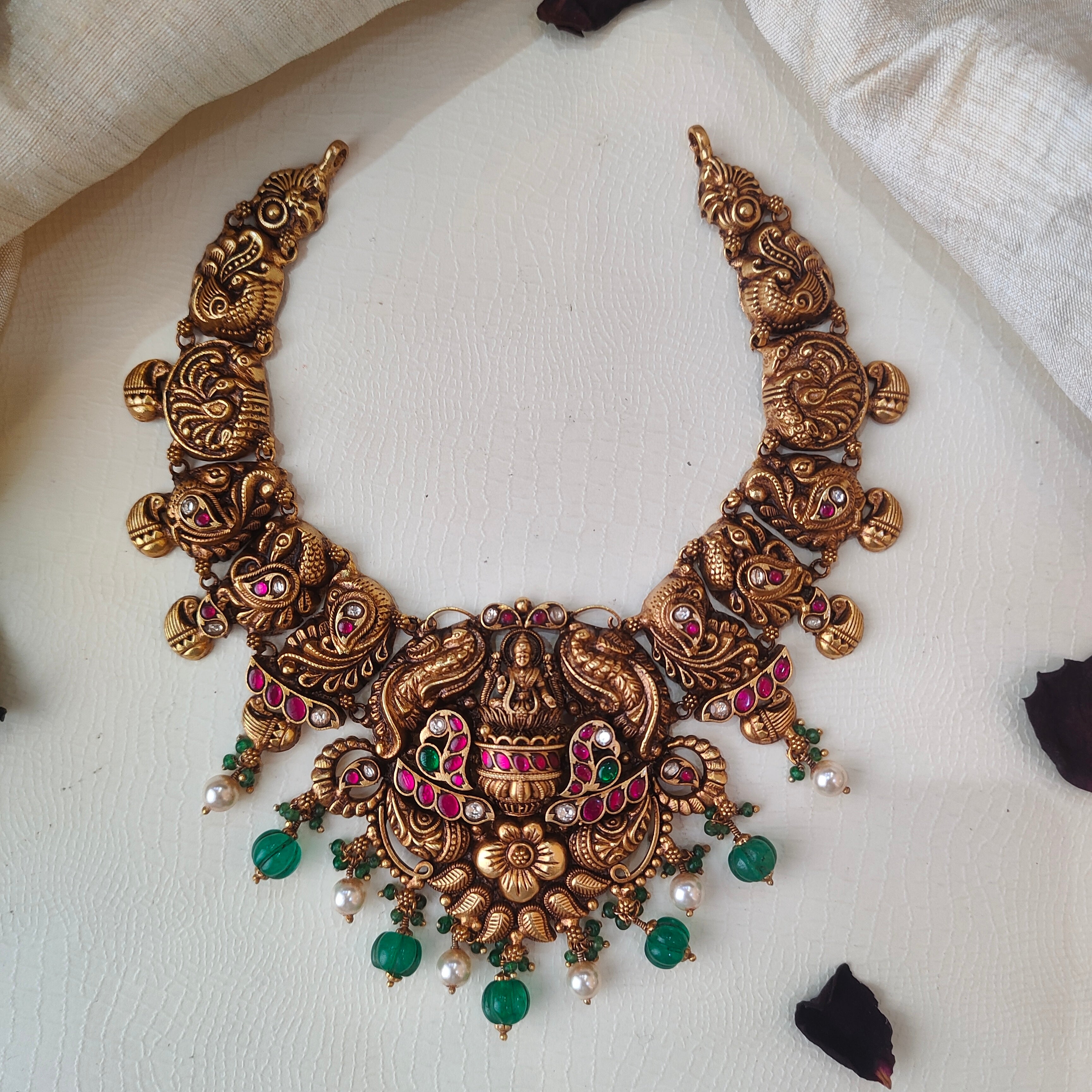 Kanya Silver Kundan Nakshi Necklace - 0029