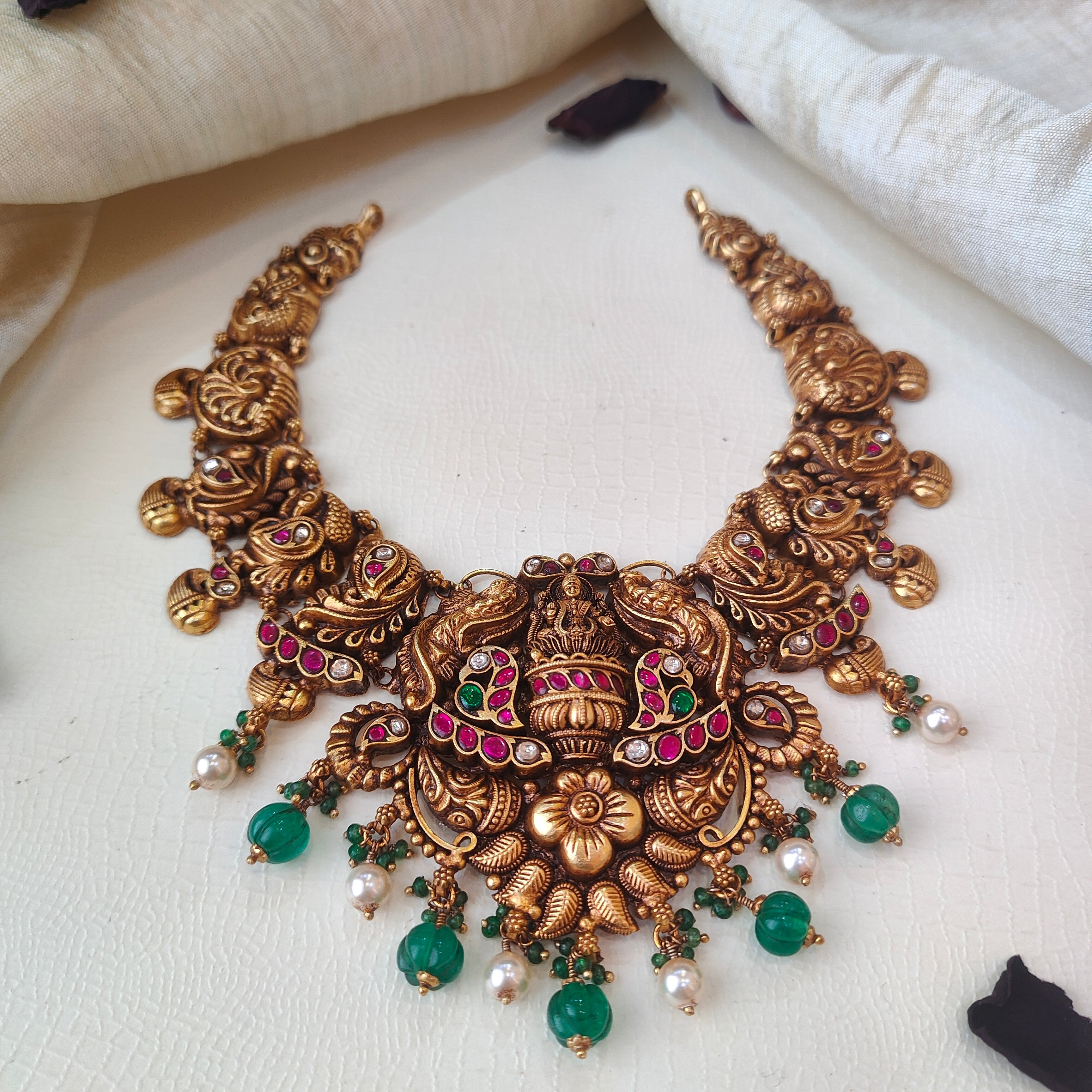 Kanya Silver Kundan Nakshi Necklace - 0029