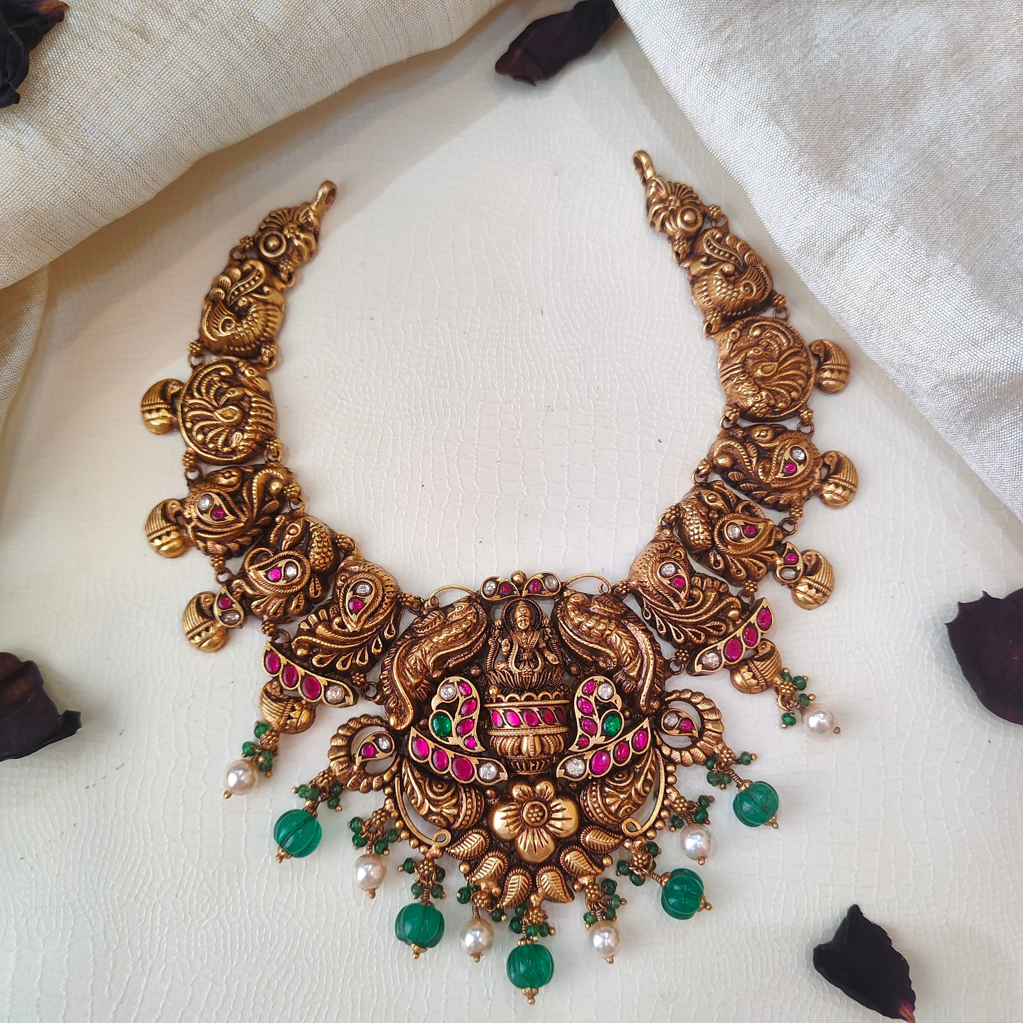 Kanya Silver Kundan Nakshi Necklace - 0029