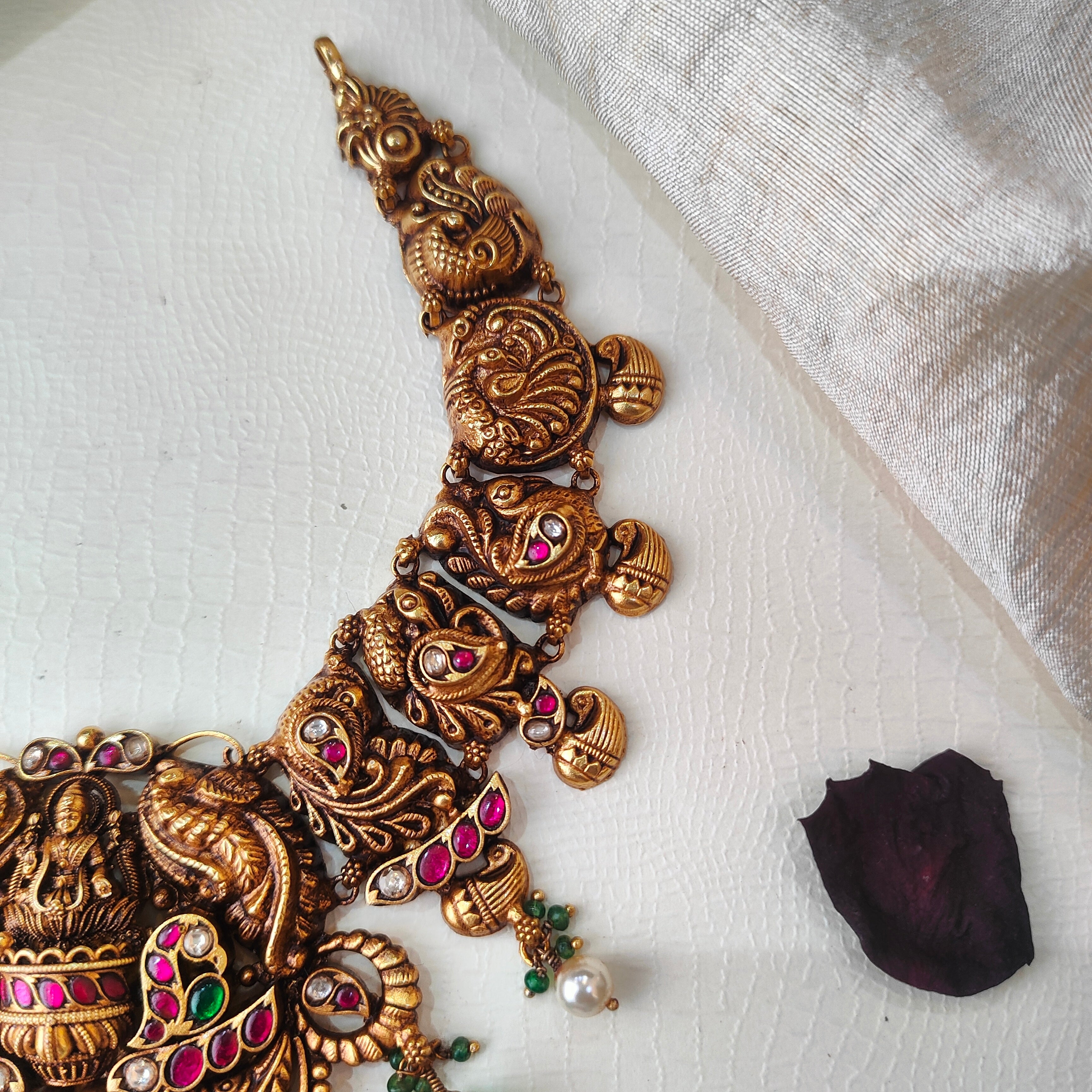 Kanya Silver Kundan Nakshi Necklace - 0029