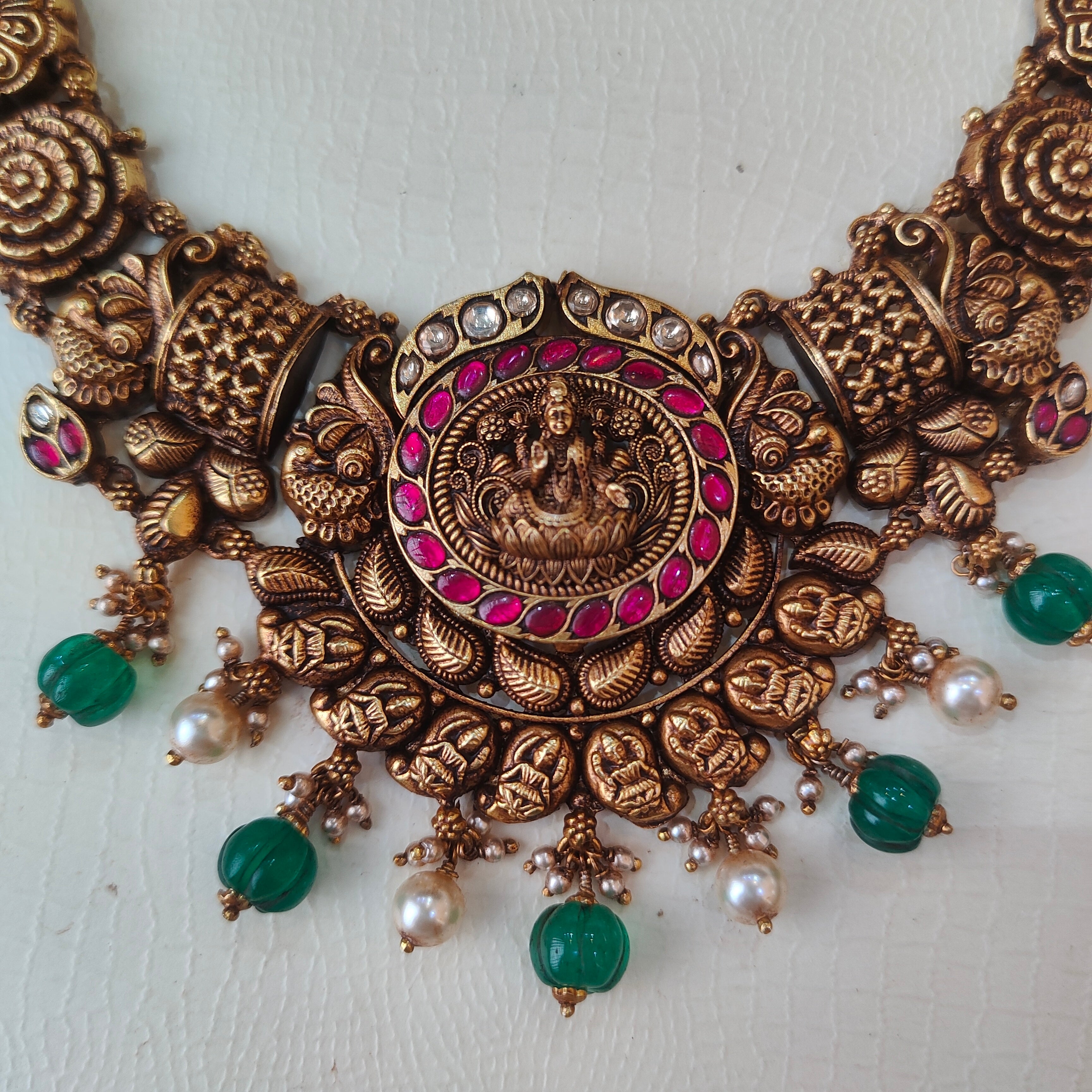 Kamalasana Silver Kundan Nakshi Necklace - 0033