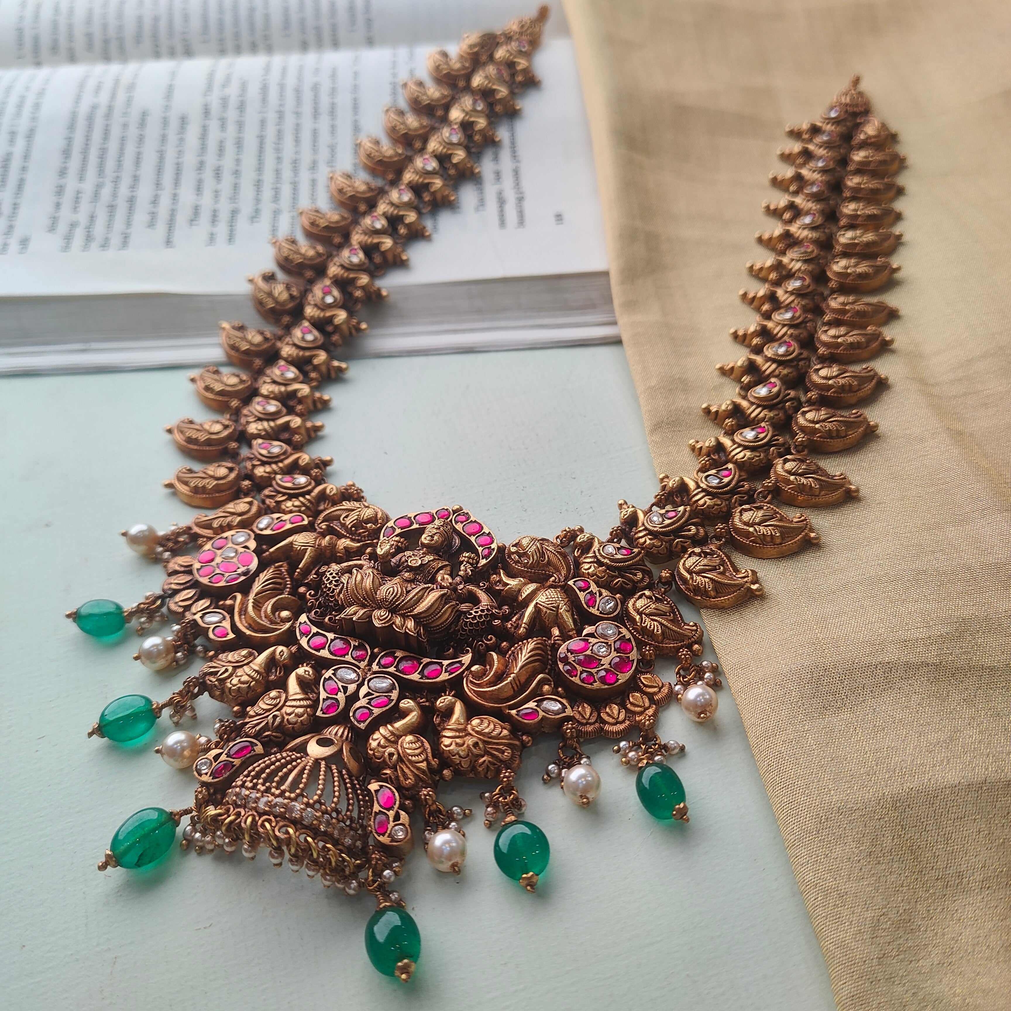 Kamalatmika Silver Nakshi Kundan Haram - 0036