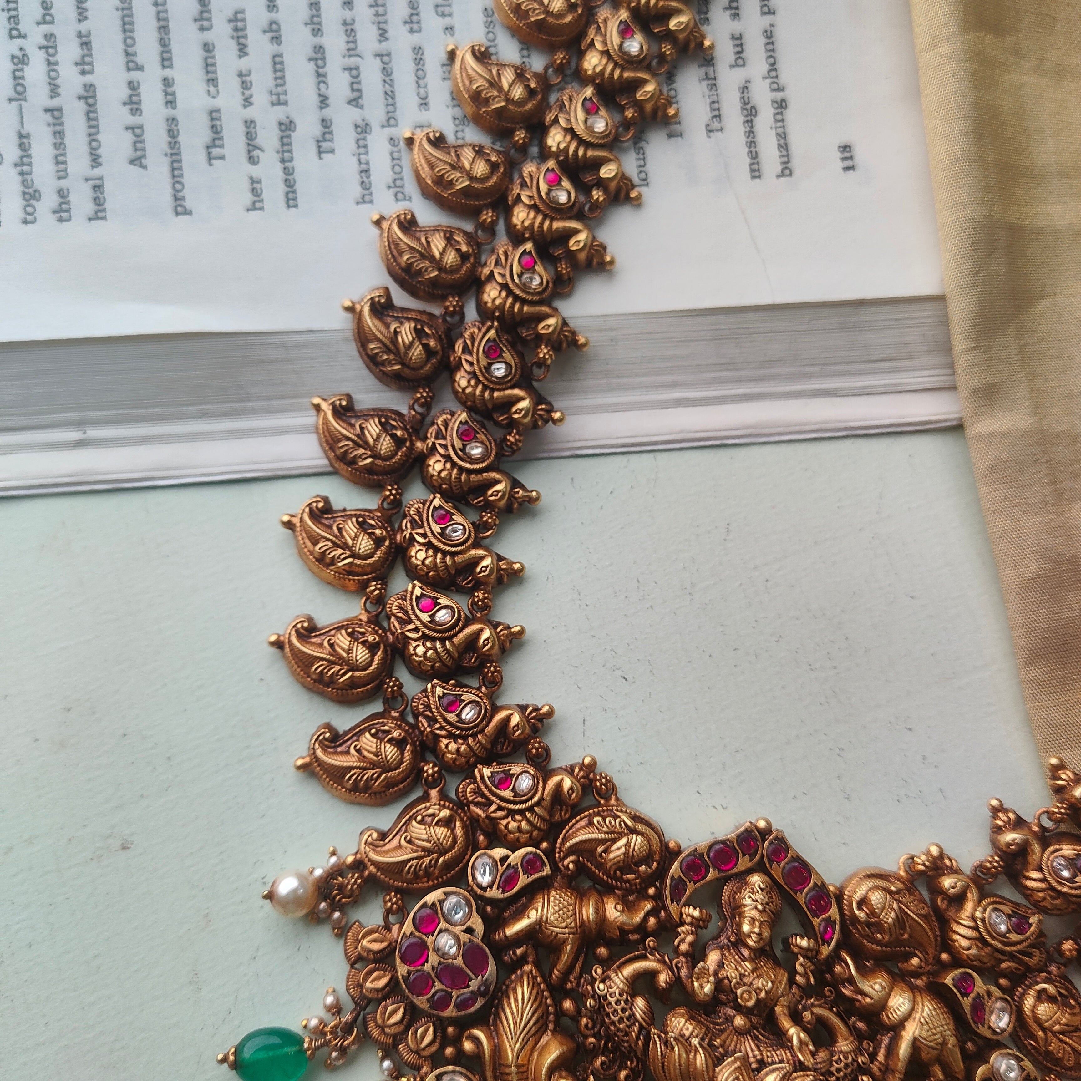 Kamalatmika Silver Nakshi Kundan Haram - 0036