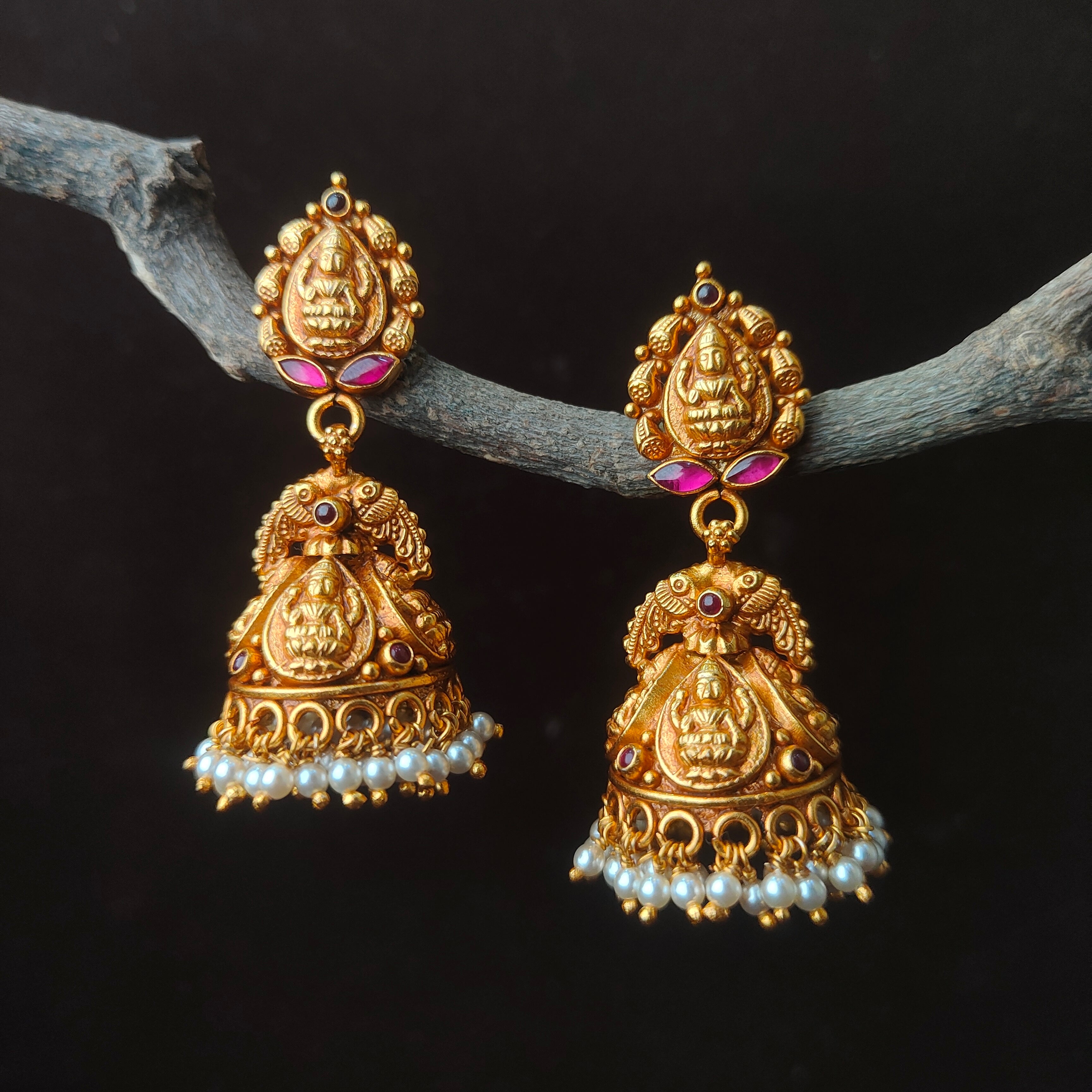 Maheshwari Silver Nakshi Jhumka - 0060