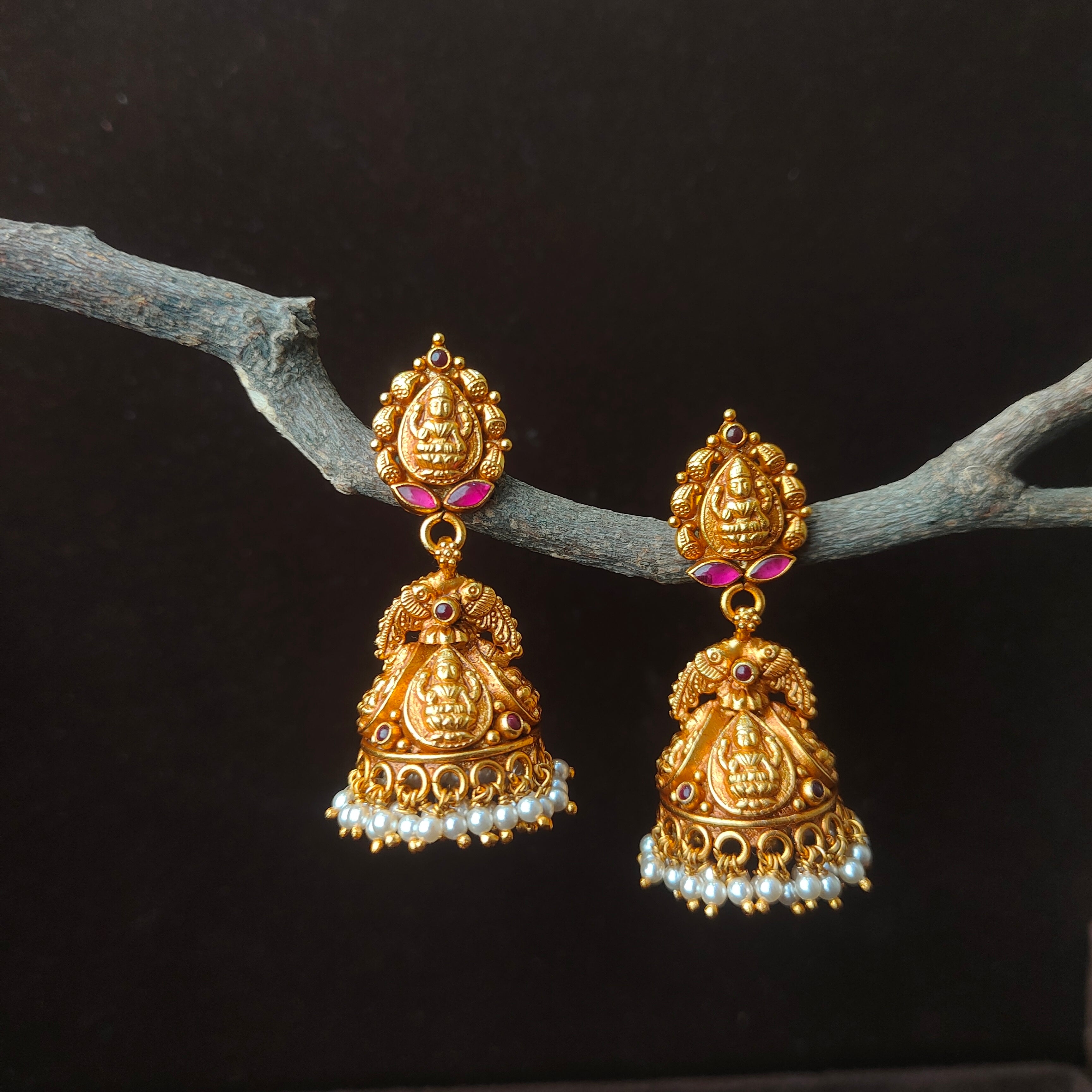 Maheshwari Silver Nakshi Jhumka - 0060