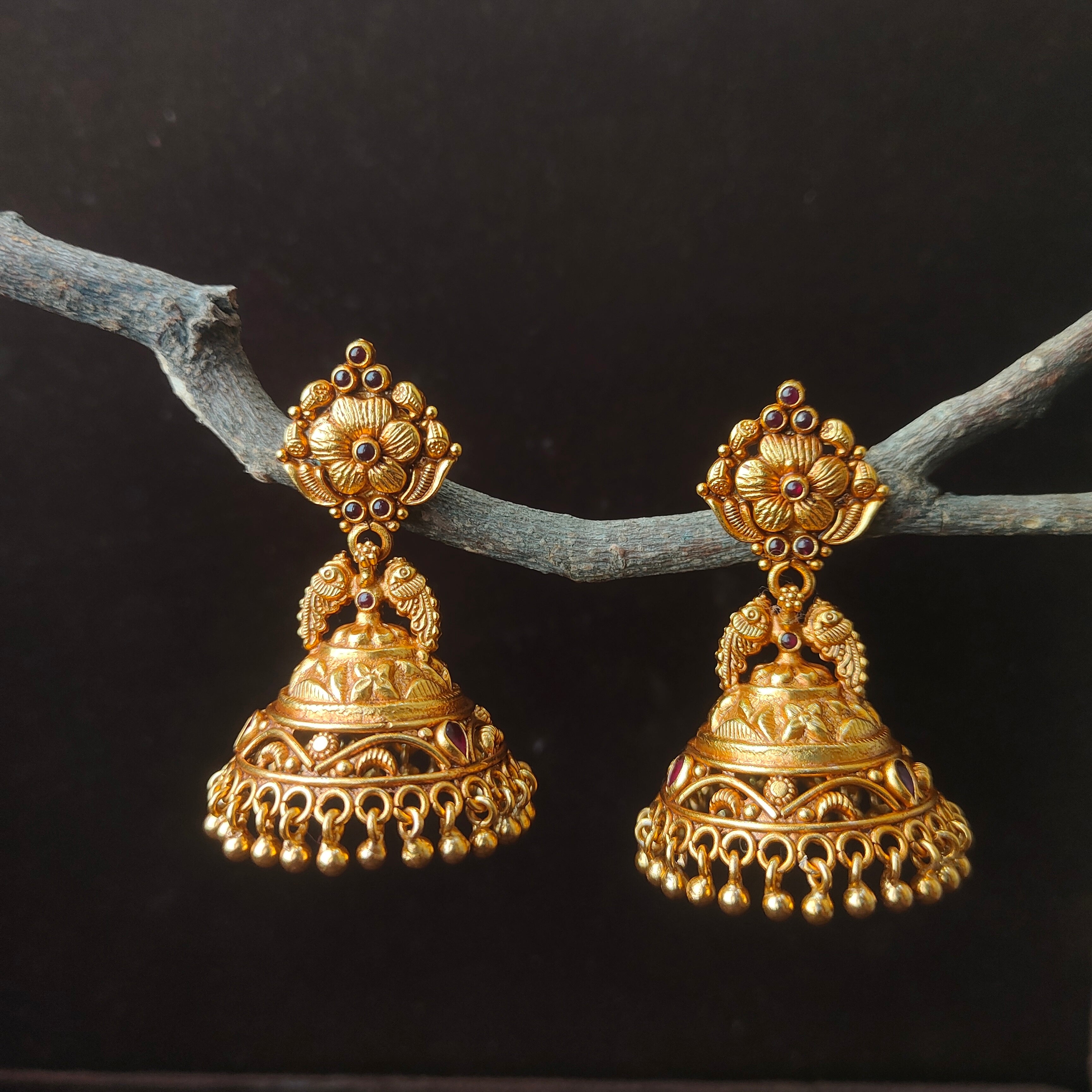 Pushpam Silver Nakshi Jhumka - 0057