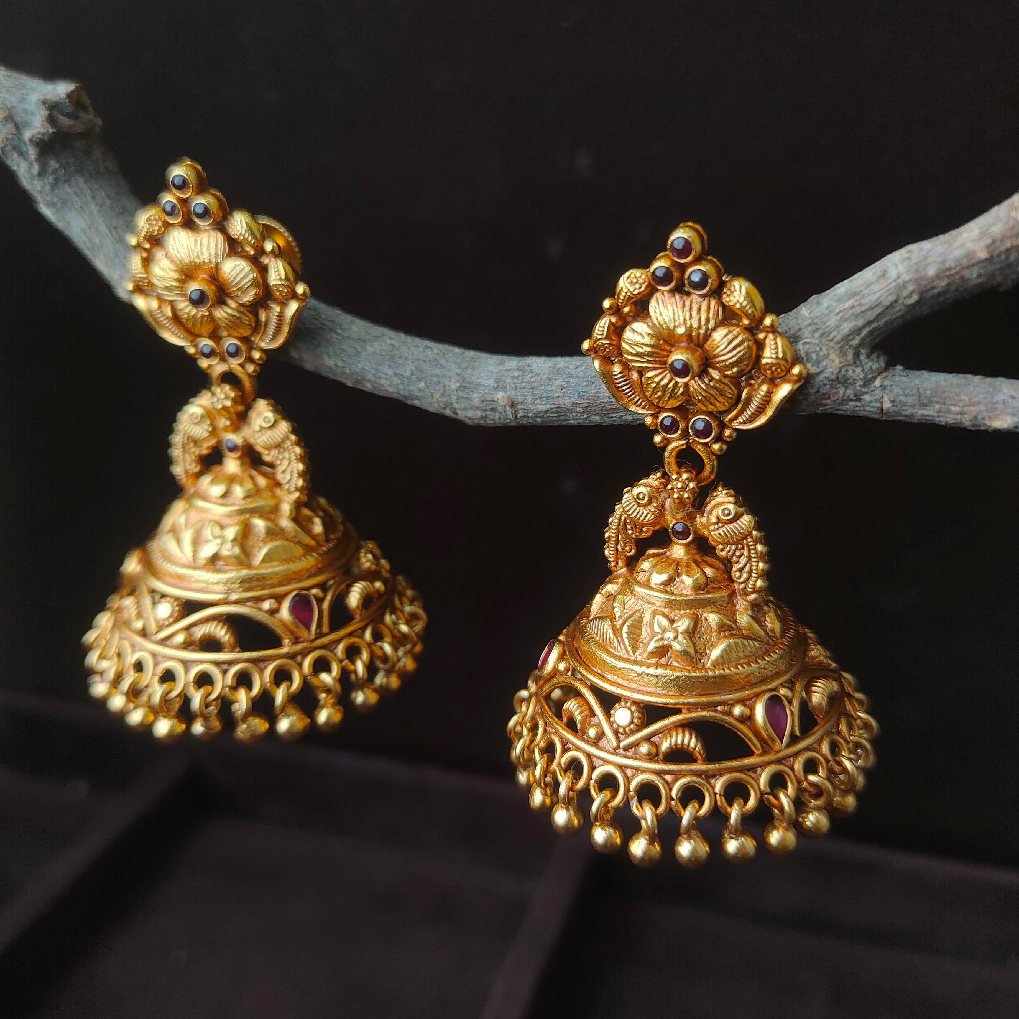 Pushpam Silver Nakshi Jhumka - 0057