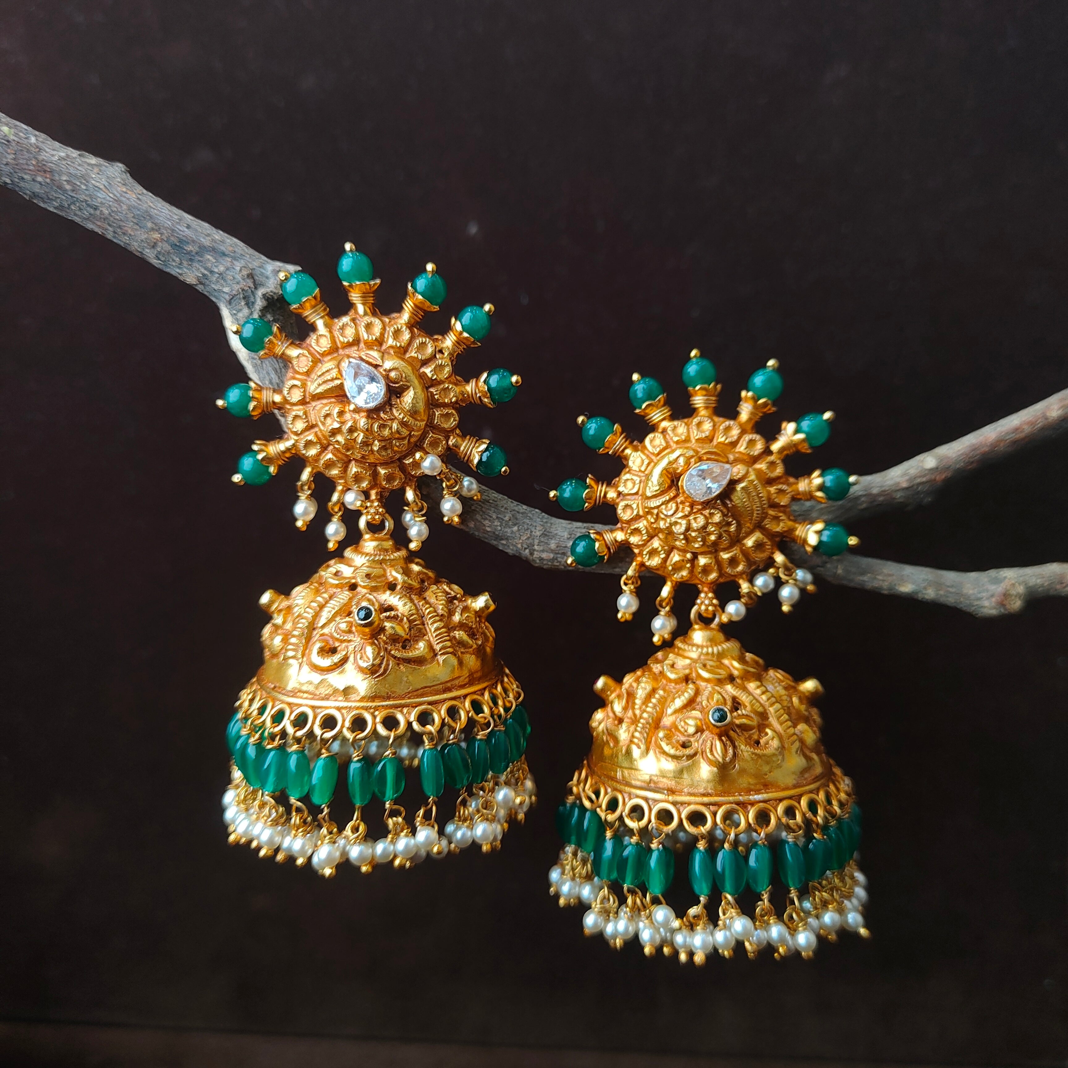 Jumbo Silver Peacock Jhumka - 0052