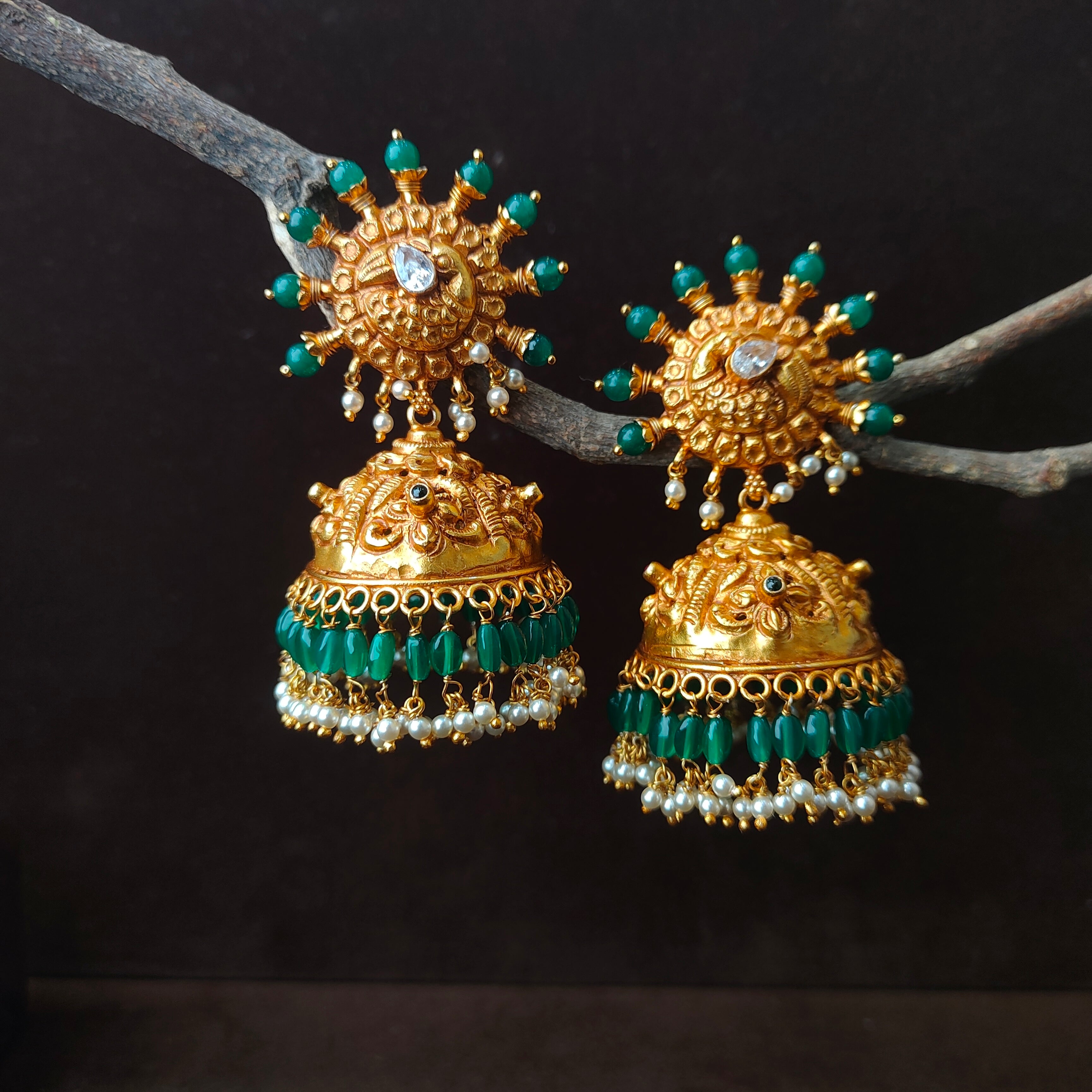 Jumbo Silver Peacock Jhumka - 0052