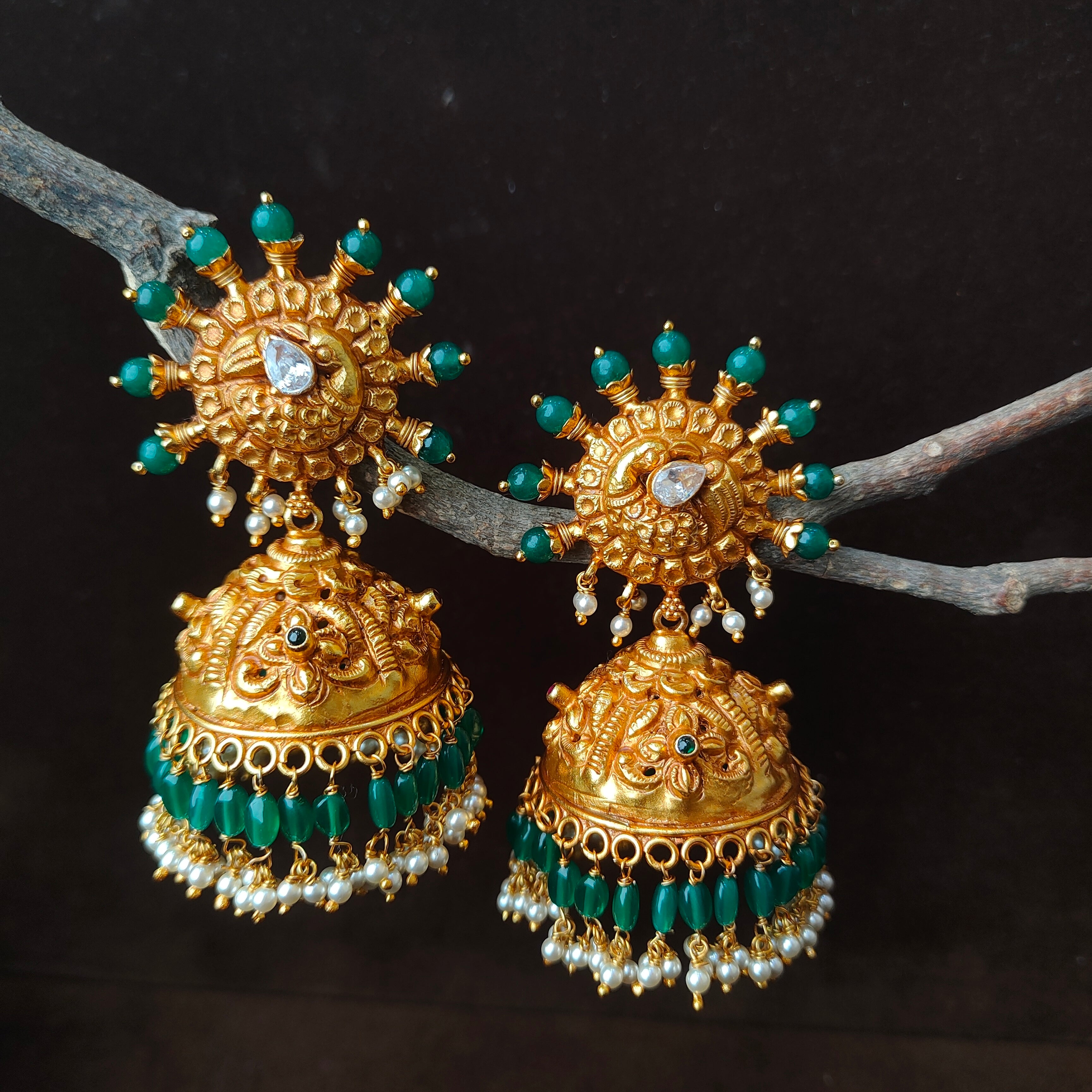 Jumbo Silver Peacock Jhumka - 0052