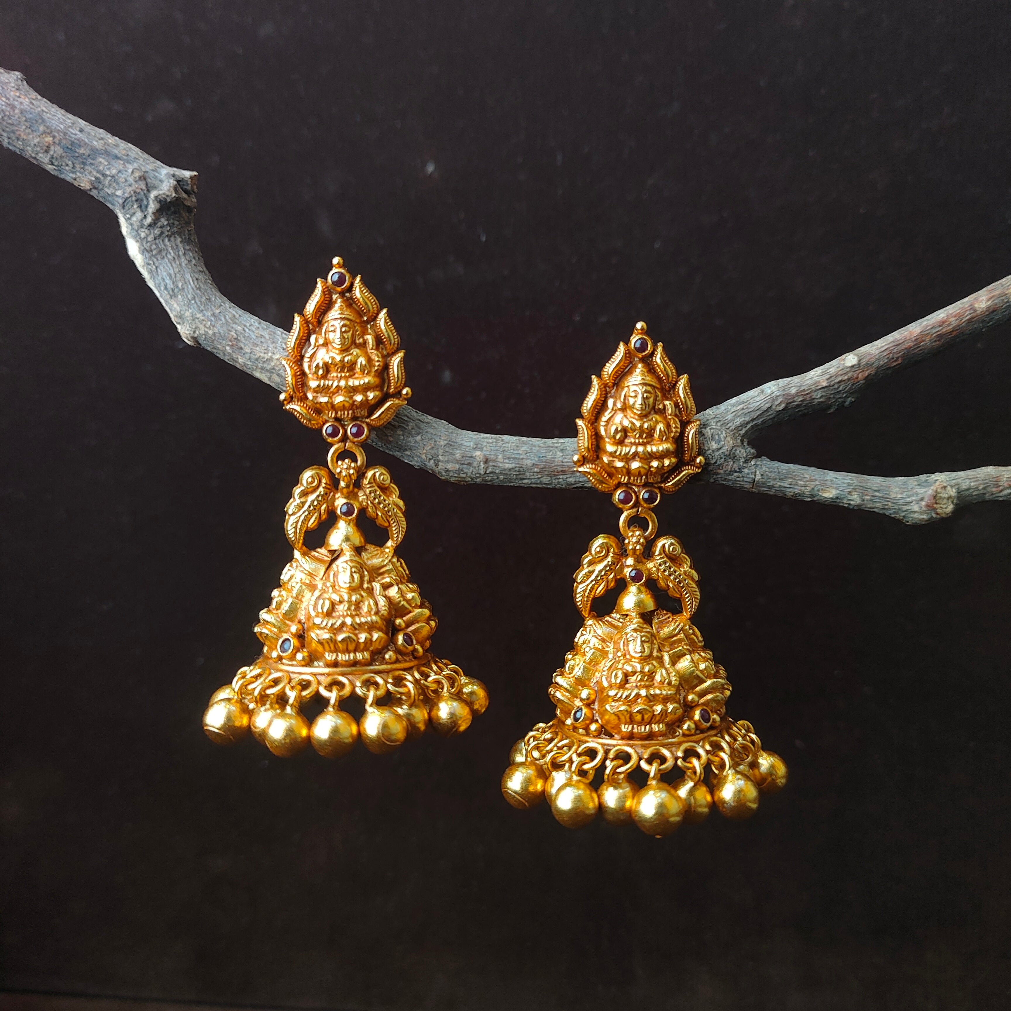 Kushboo Nakshi Silver Jhumka - 0059