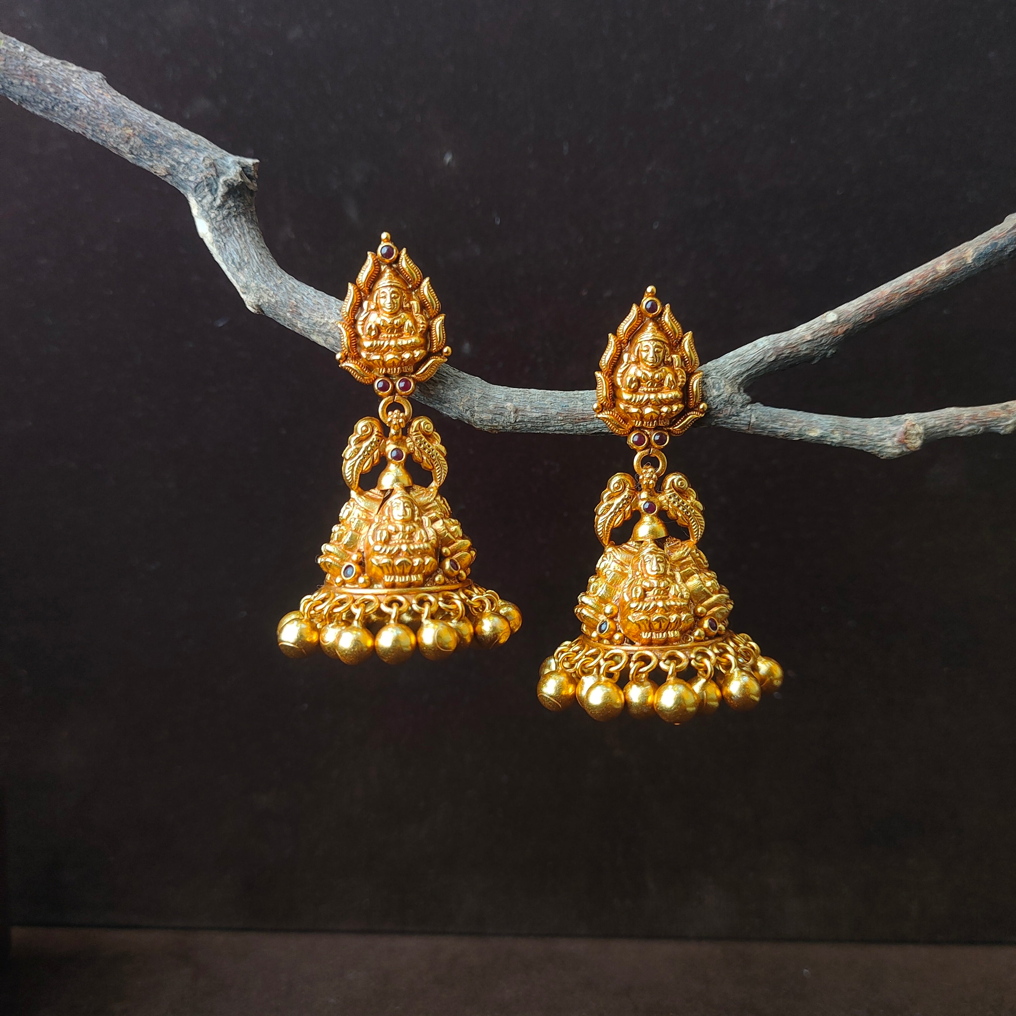 Kushboo Nakshi Silver Jhumka - 0059