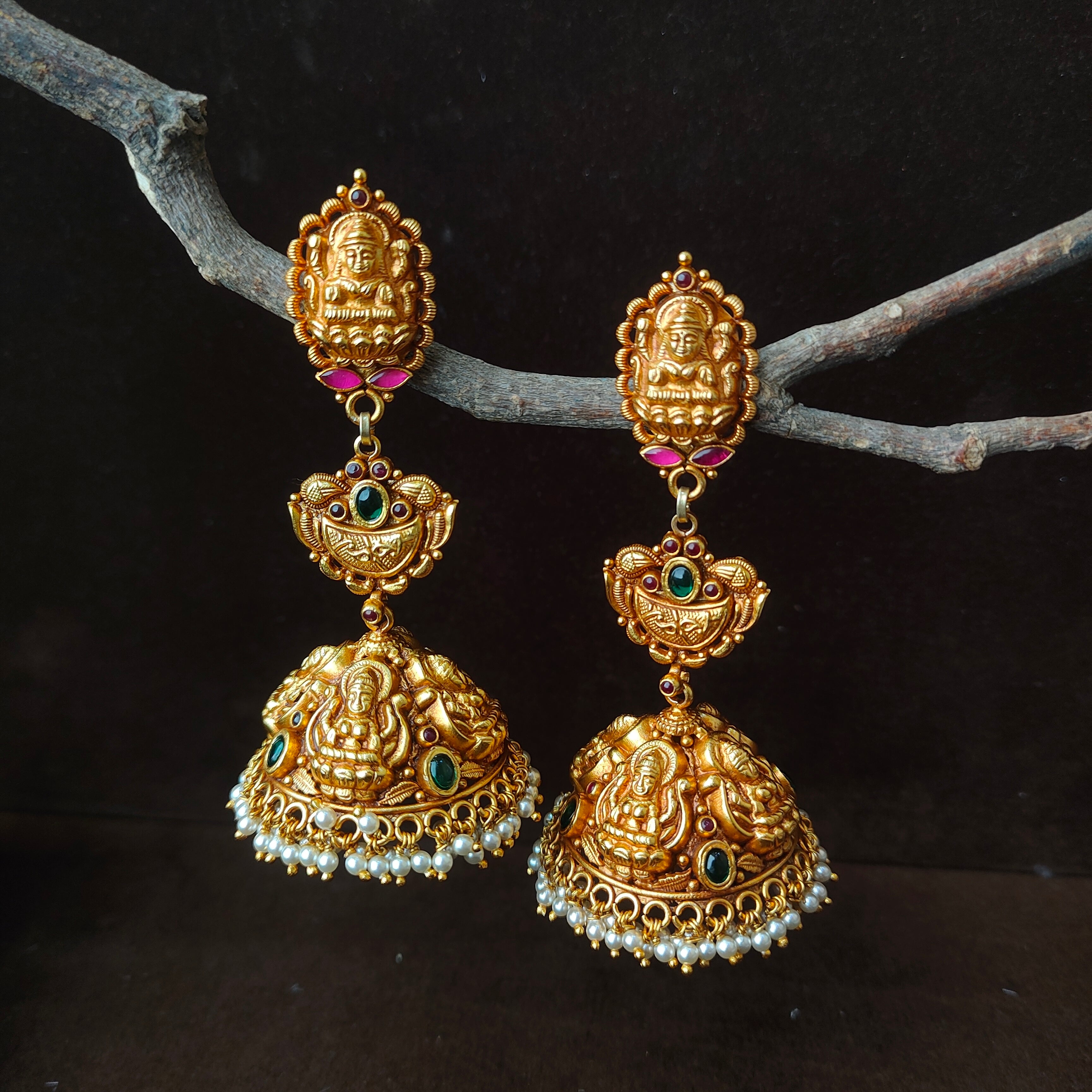 Layered Lakshmi Silver Jhumka - 0054