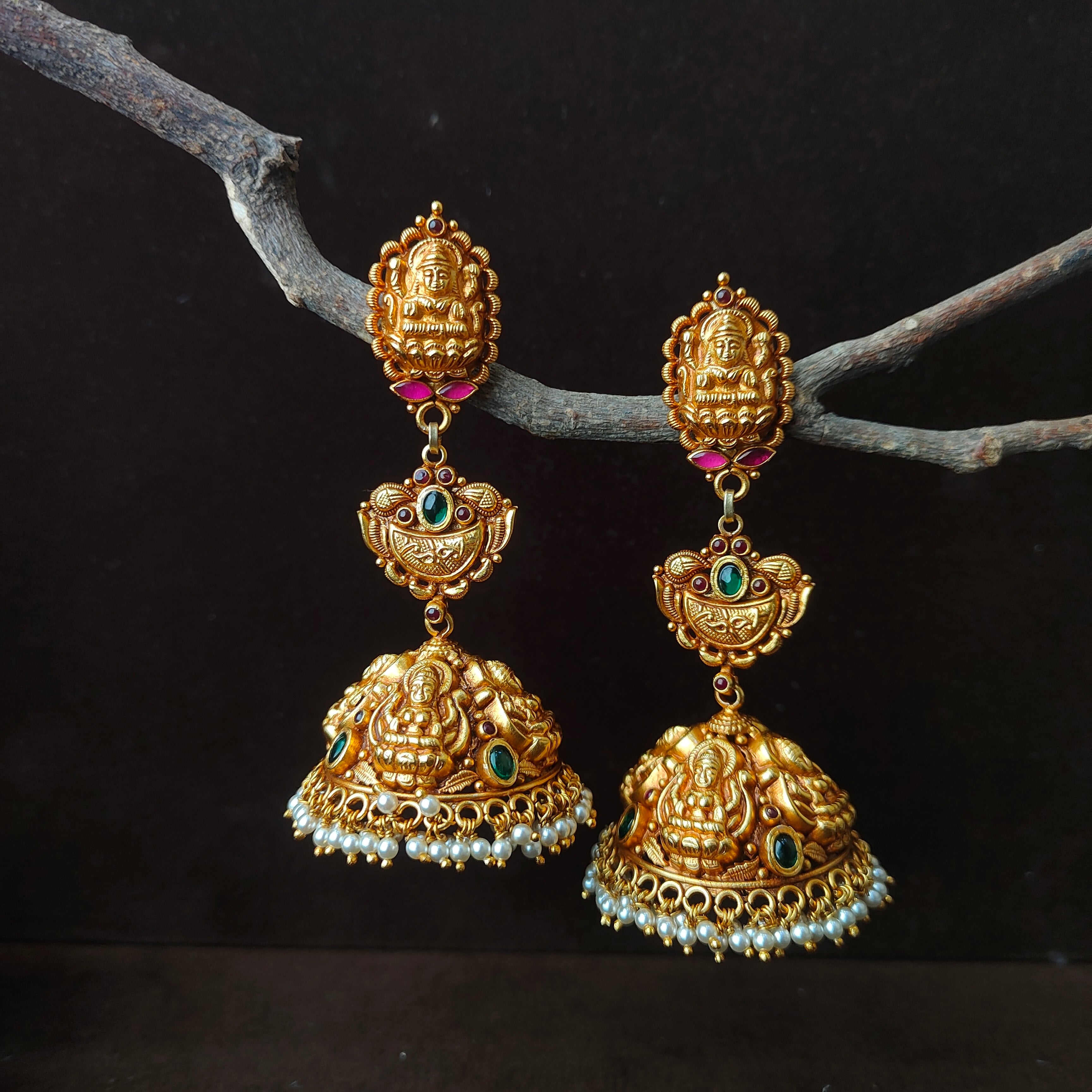 Layered Lakshmi Silver Jhumka - 0054