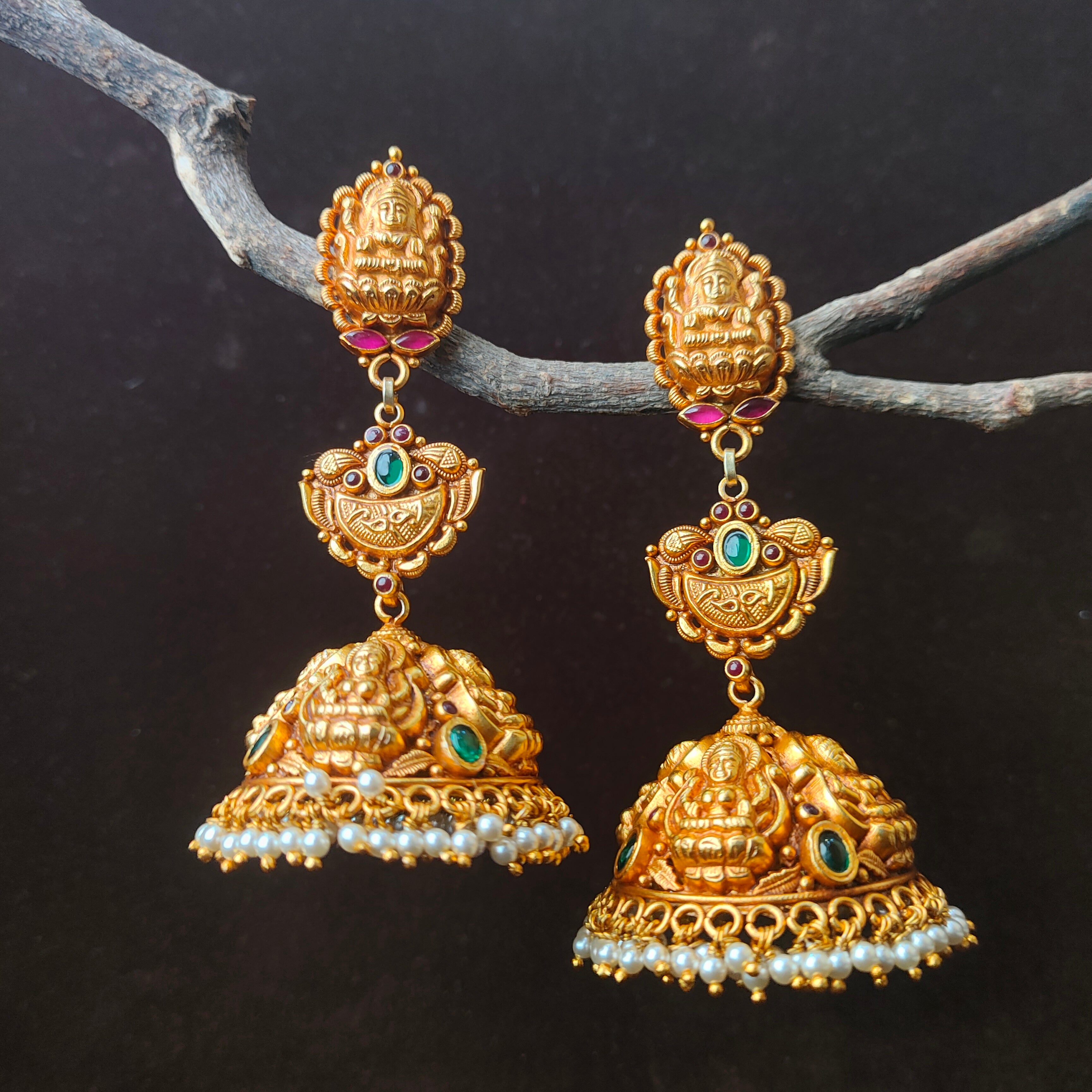 Layered Lakshmi Silver Jhumka - 0054