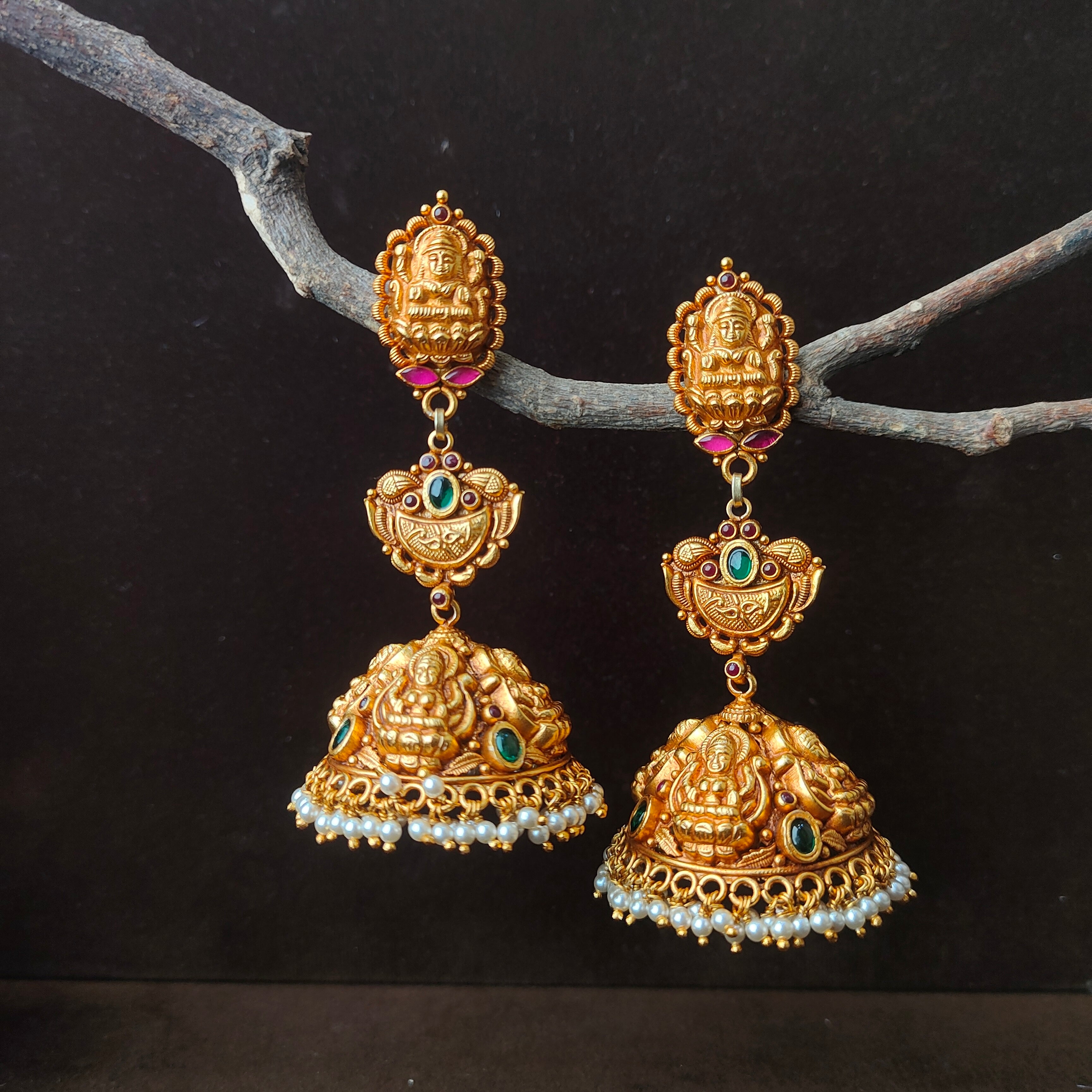 Layered Lakshmi Silver Jhumka - 0054