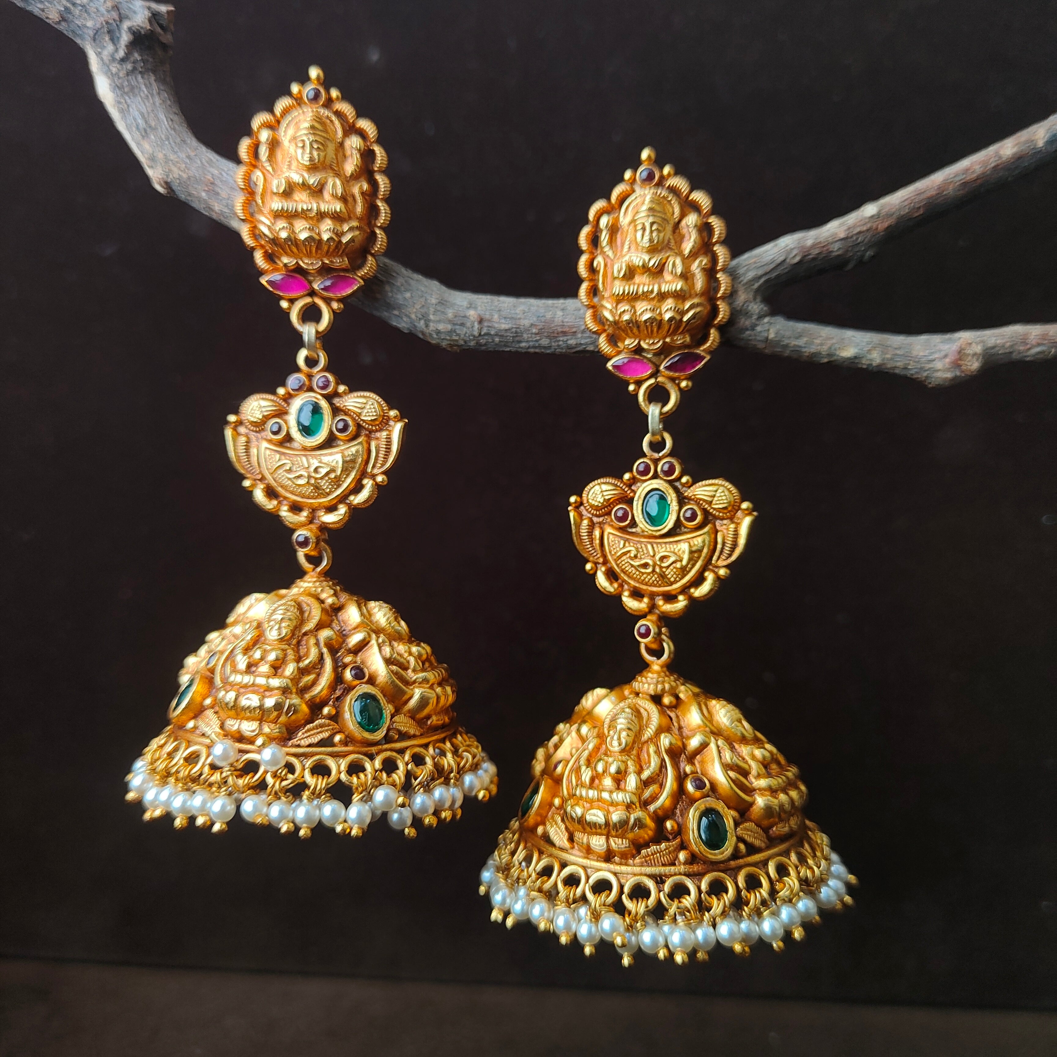 Layered Lakshmi Silver Jhumka - 0054