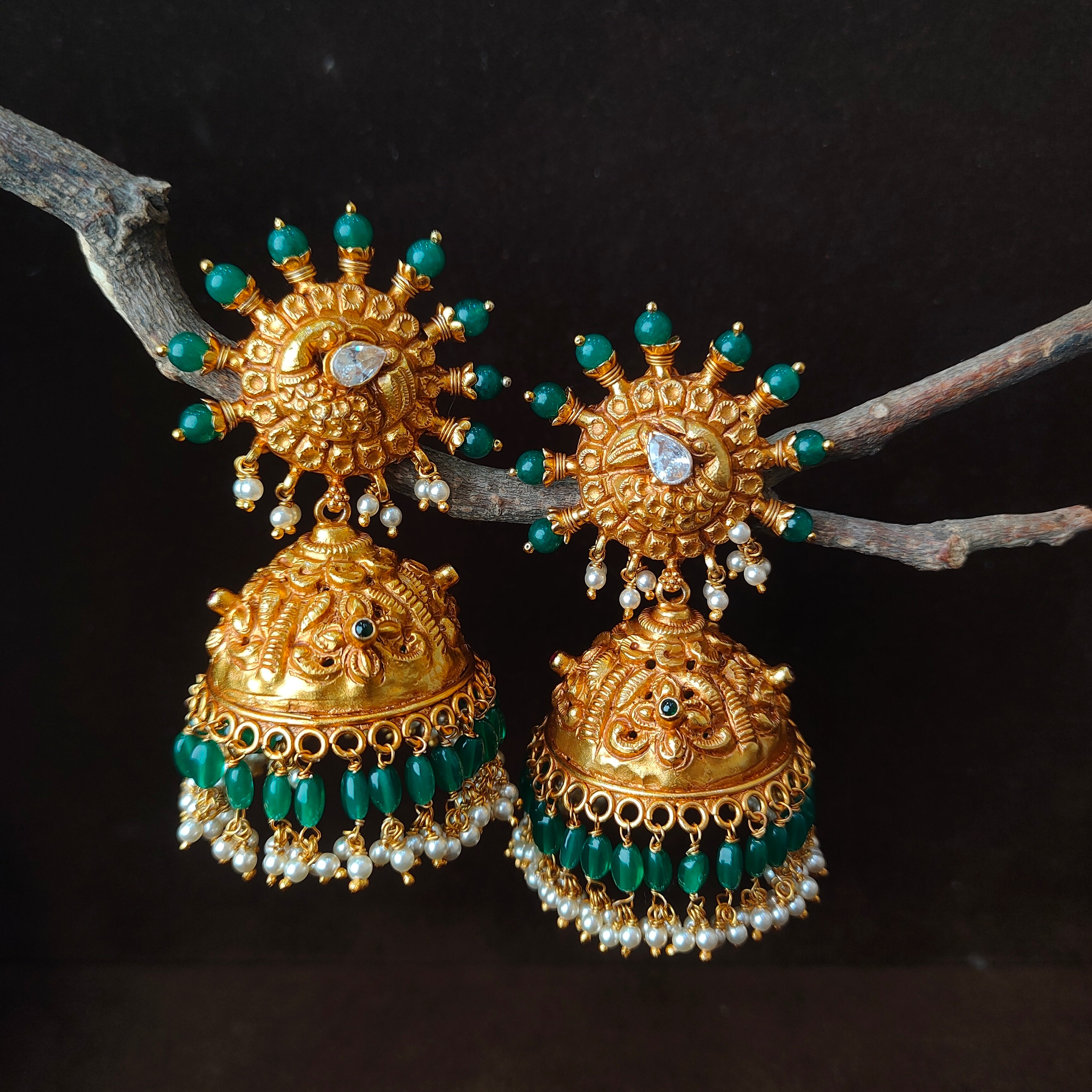 Jumbo Silver Peacock Jhumka - 0052