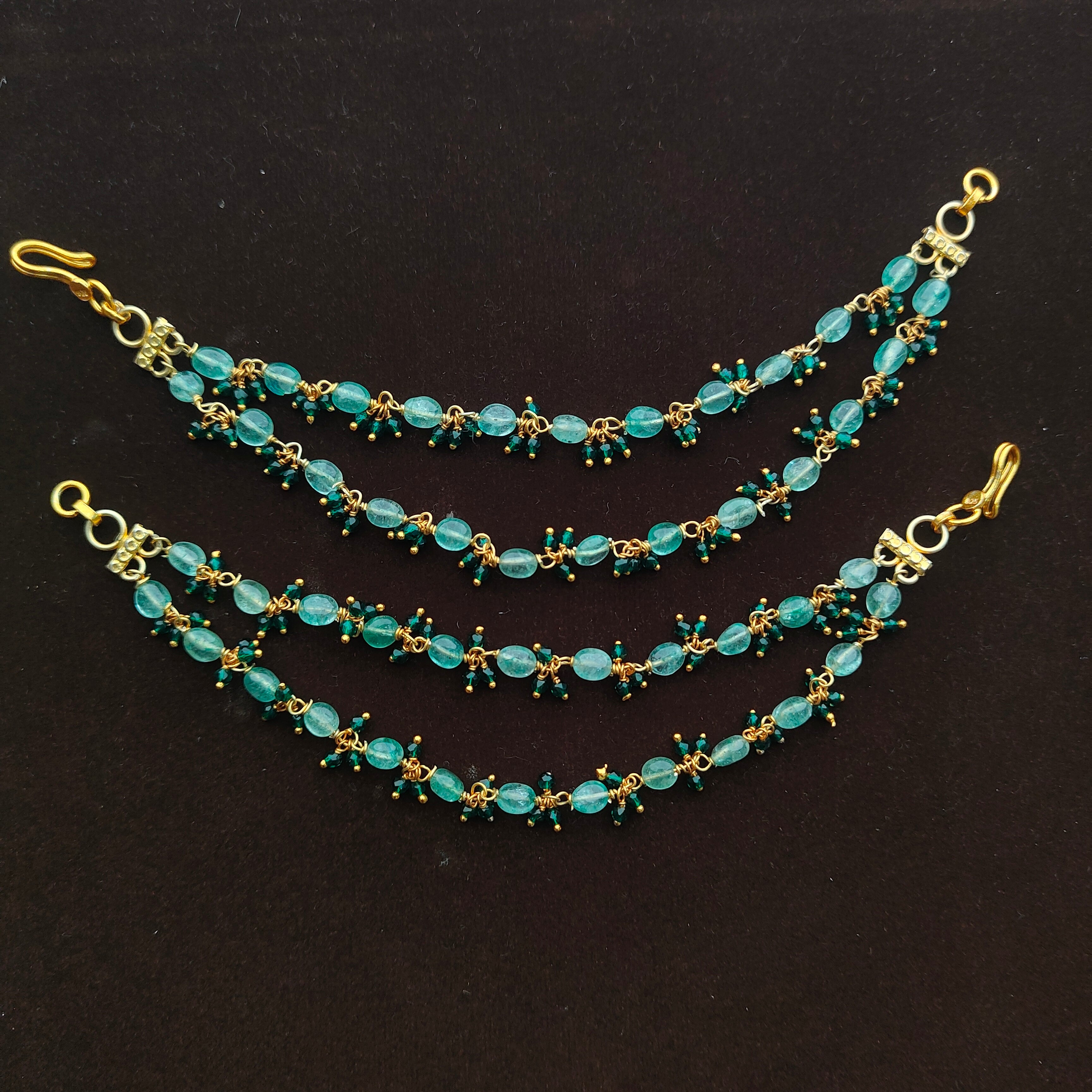 Devi 2 line Silver Earchain - 0067