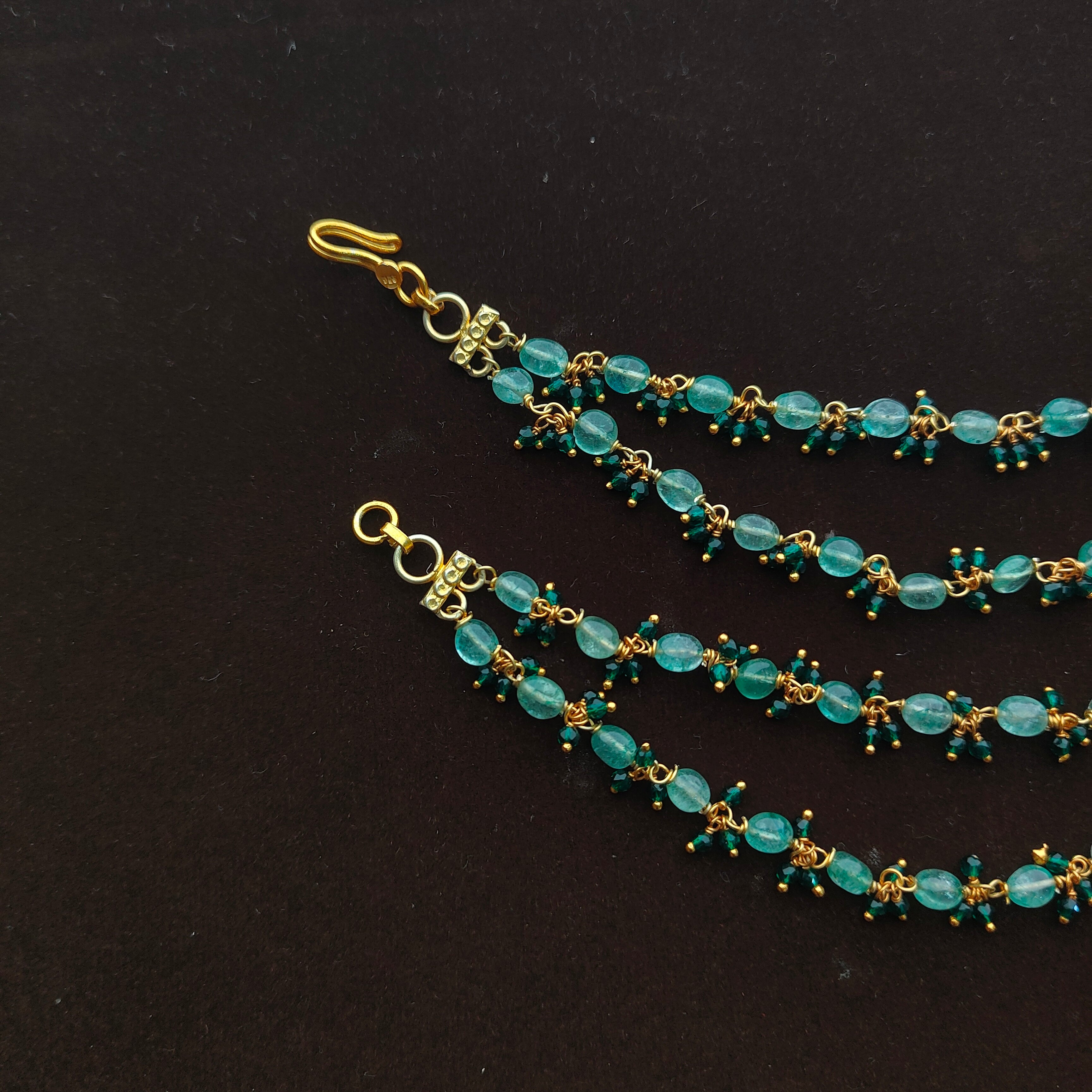 Devi 2 line Silver Earchain - 0067