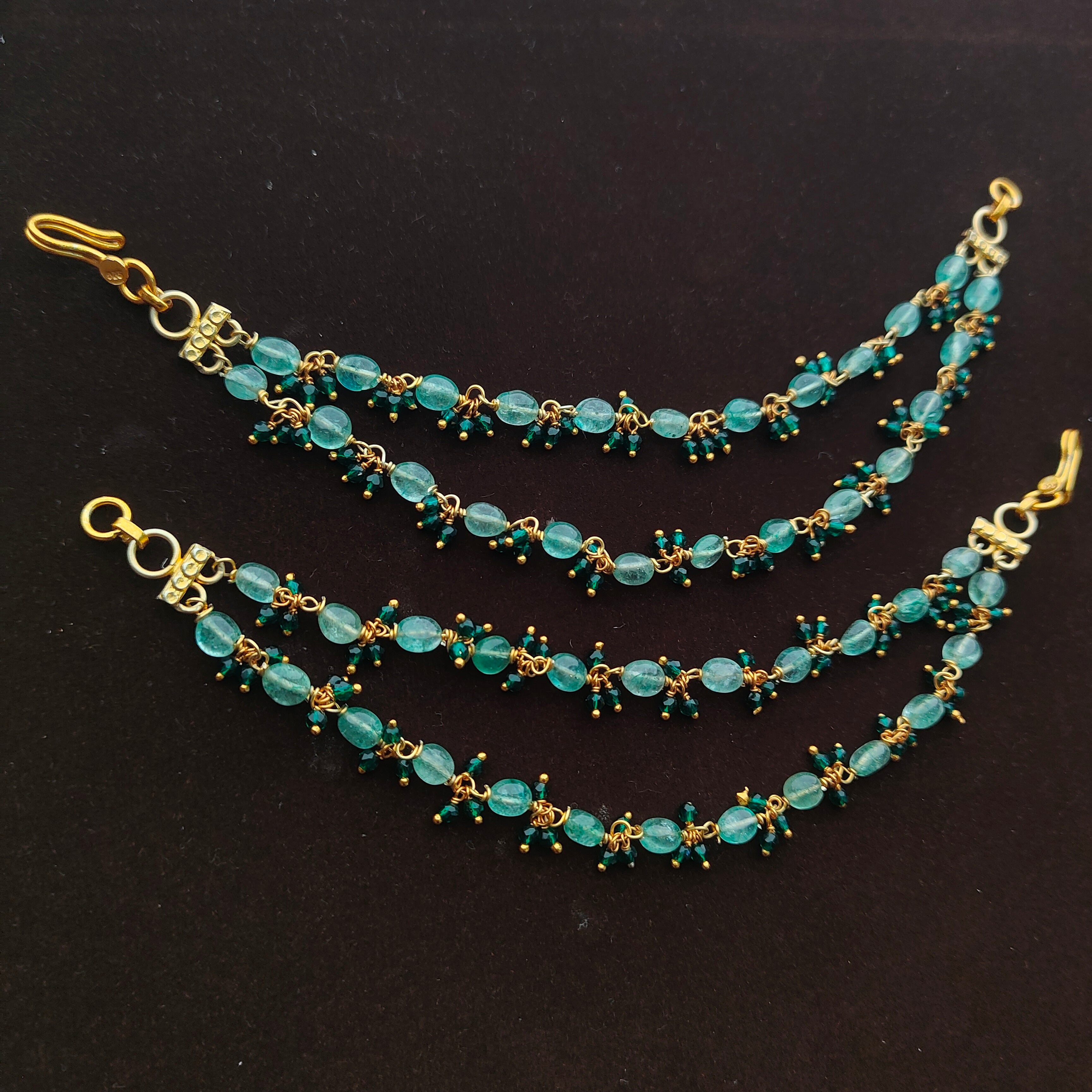 Devi 2 line Silver Earchain - 0067