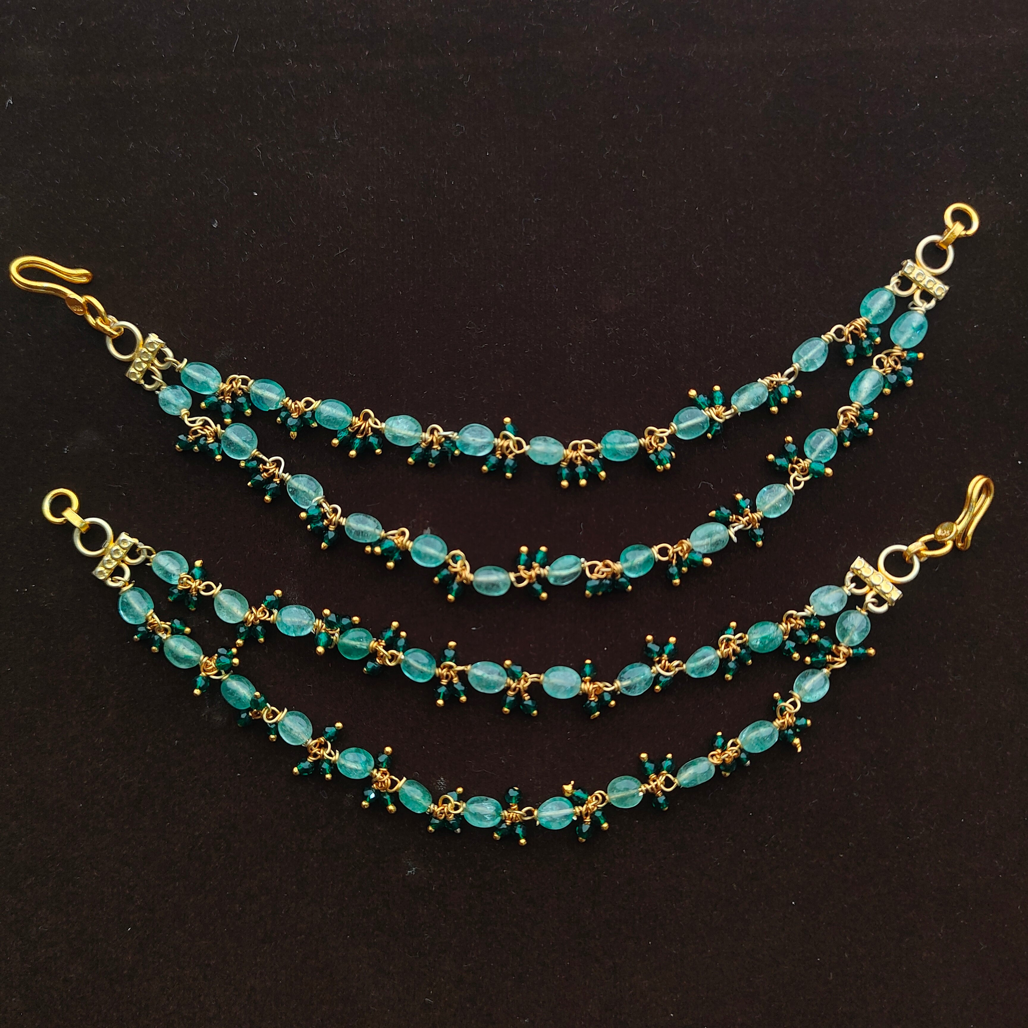 Devi 2 line Silver Earchain - 0067