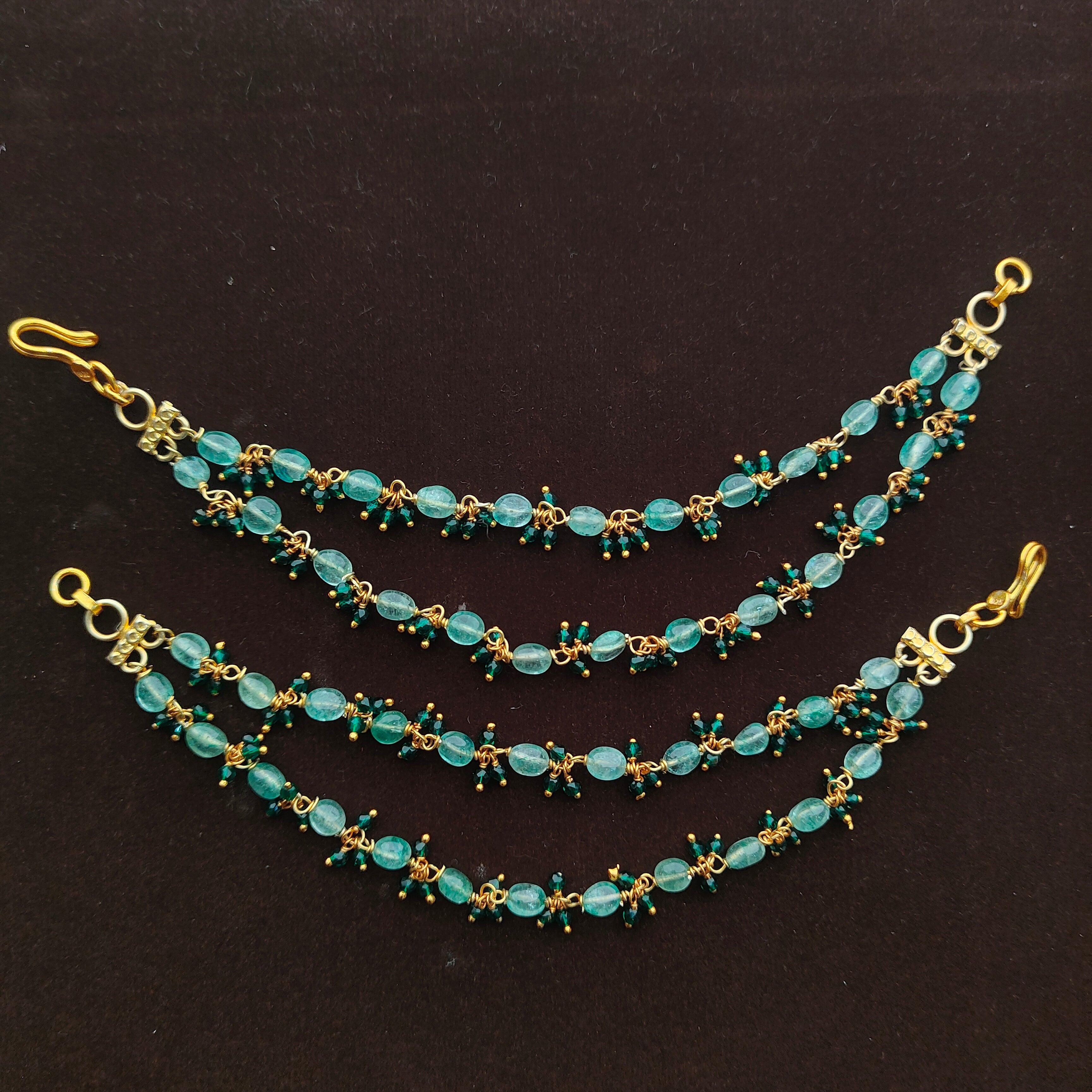 Devi 2 line Silver Earchain - 0067