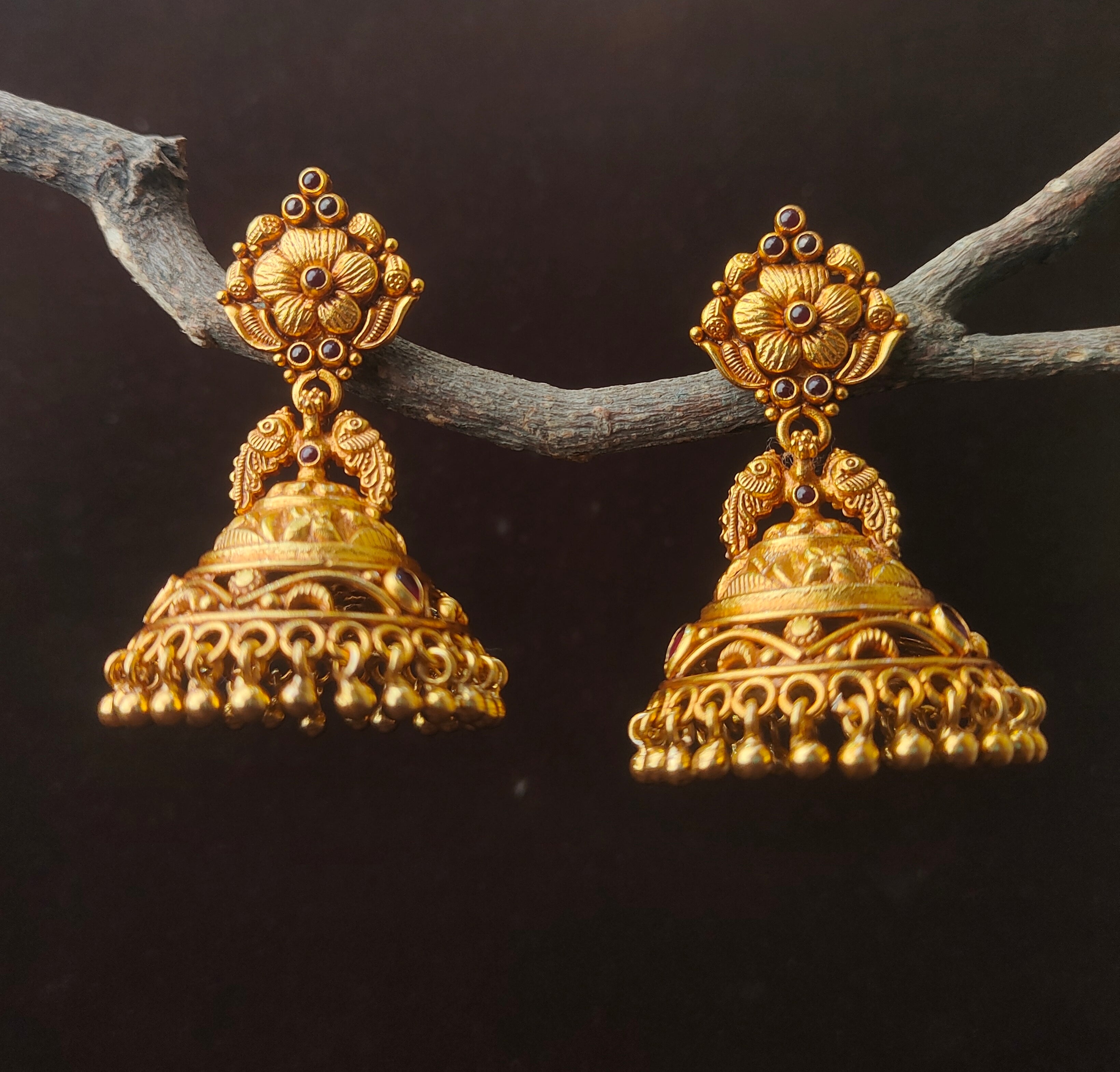 Pushpam Silver Nakshi Jhumka - 0057