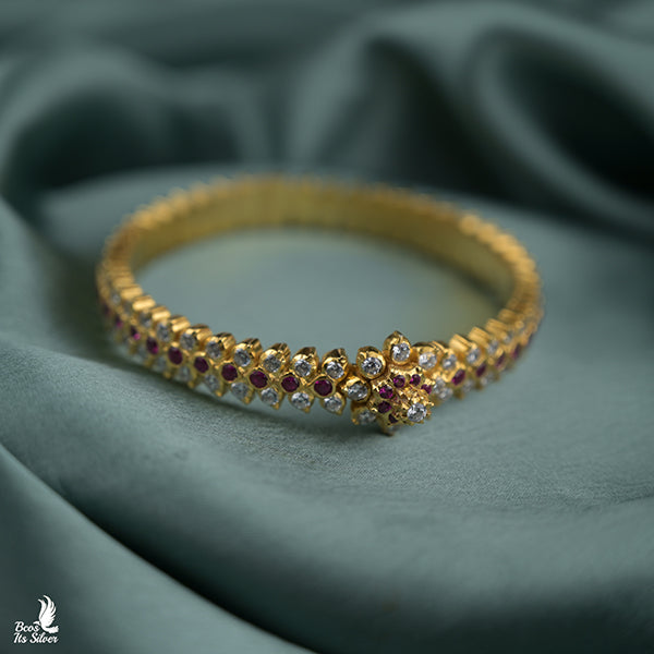 925 Silver Gold Plated Bangle -0504