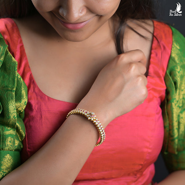 925 Silver Gold Plated Bangle -0504