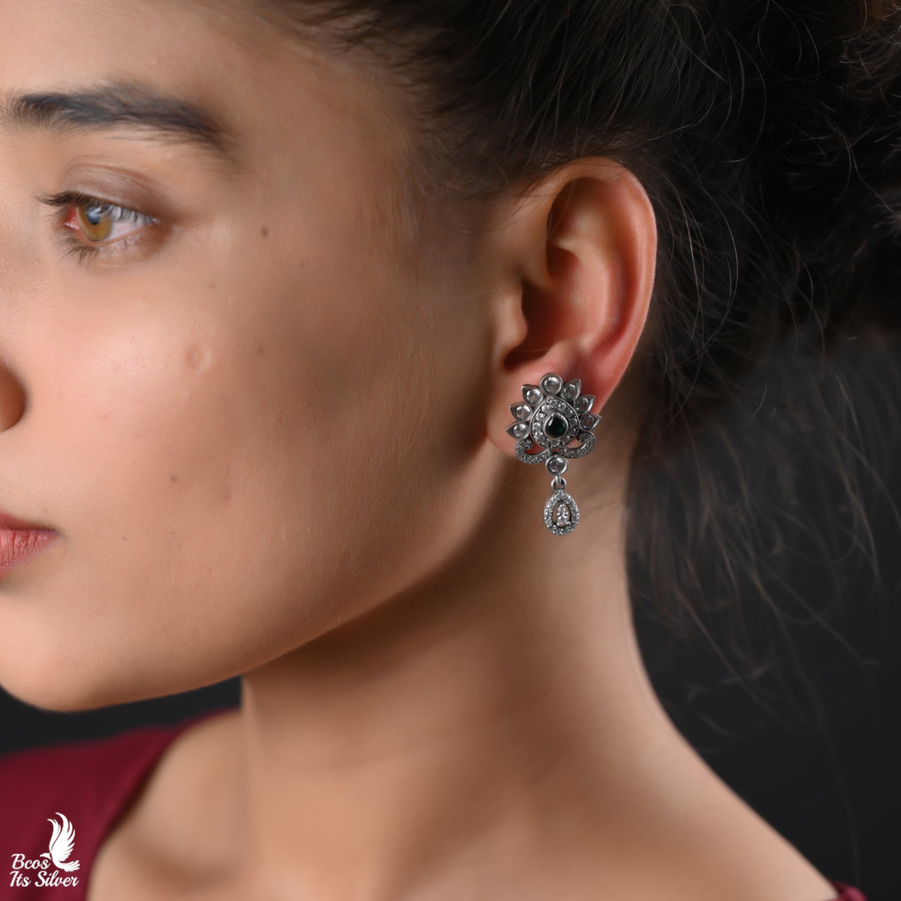 Pure 925 Silver Oxidized Earring-4468