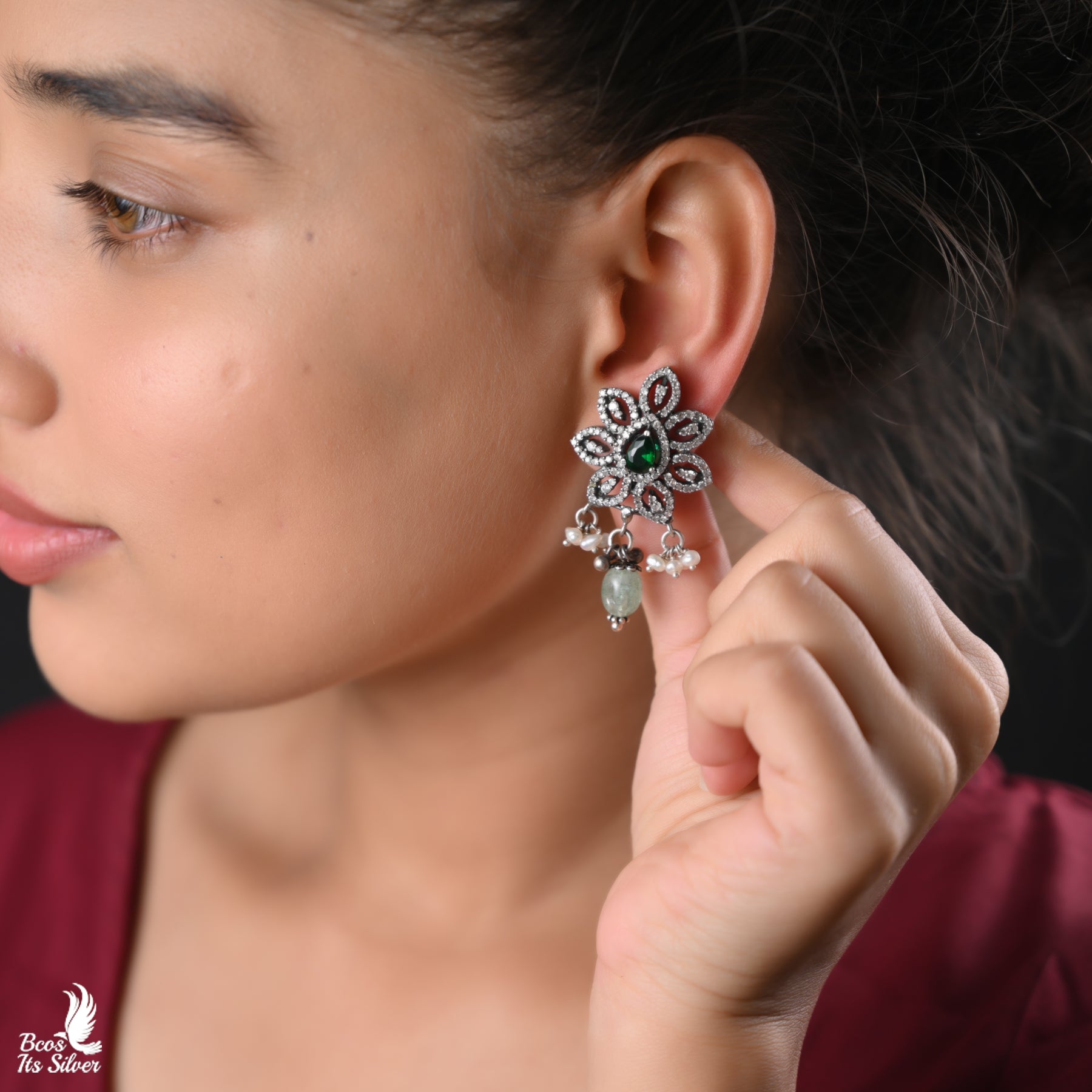 925 Silver Oxidized Earstud-6049