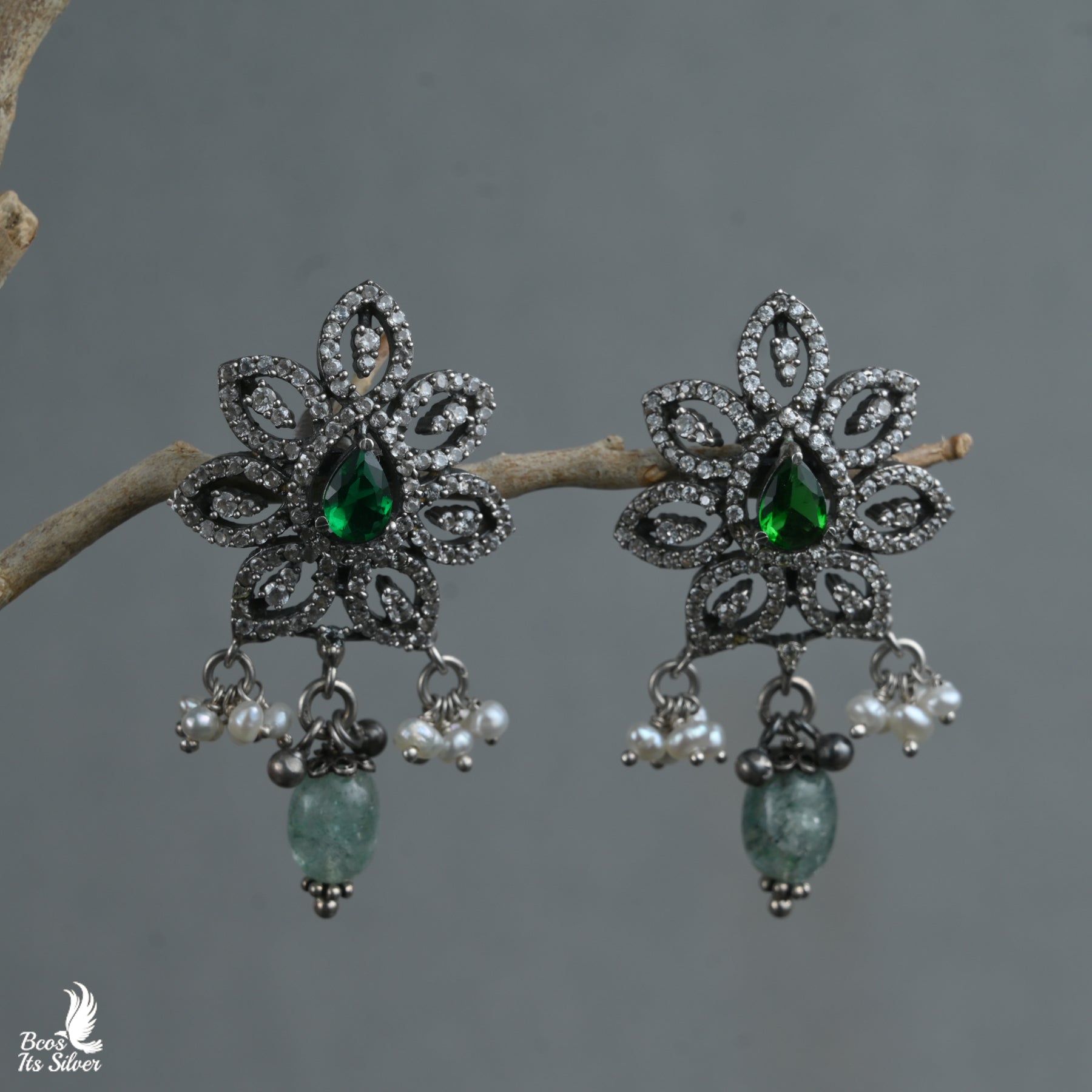 925 Silver Oxidized Earstud-6049